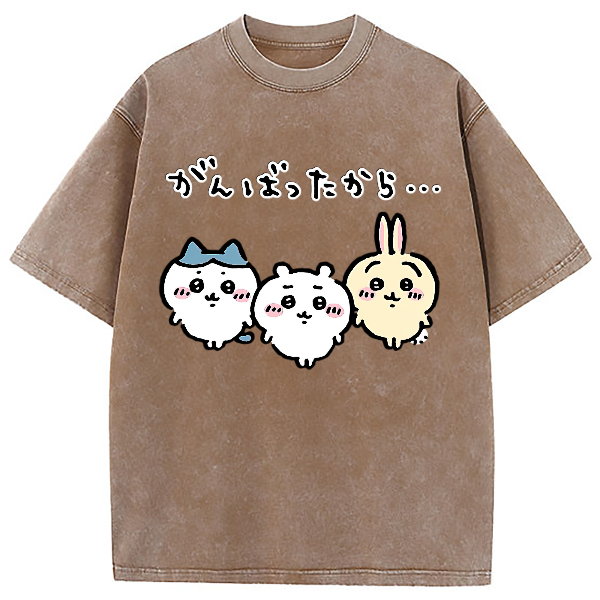 （画像用） ちいかわ ハチワレ Chii-kawa hachiware 綿100% ヴィンテージ風 半袖Tシャツ（フロントプリント）