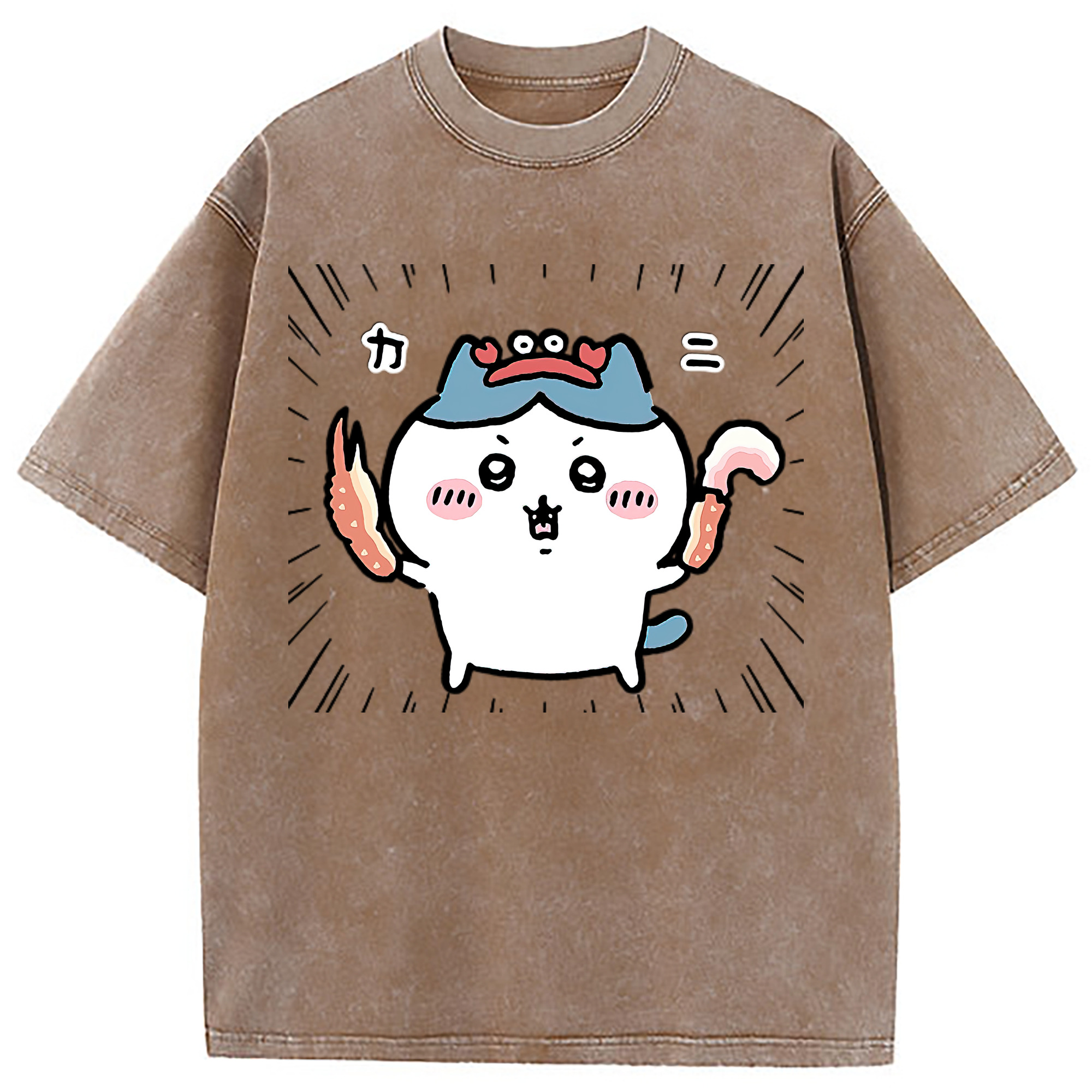 （画像用） ちいかわ ハチワレ Chii-kawa hachiware 綿100% ヴィンテージ風 半袖Tシャツ（フロントプリント）