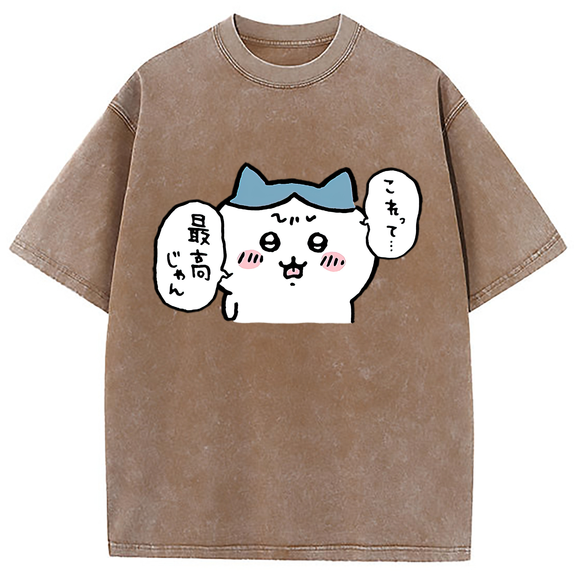 （画像用） ちいかわ ハチワレ Chii-kawa hachiware 綿100% ヴィンテージ風 半袖Tシャツ（フロントプリント）