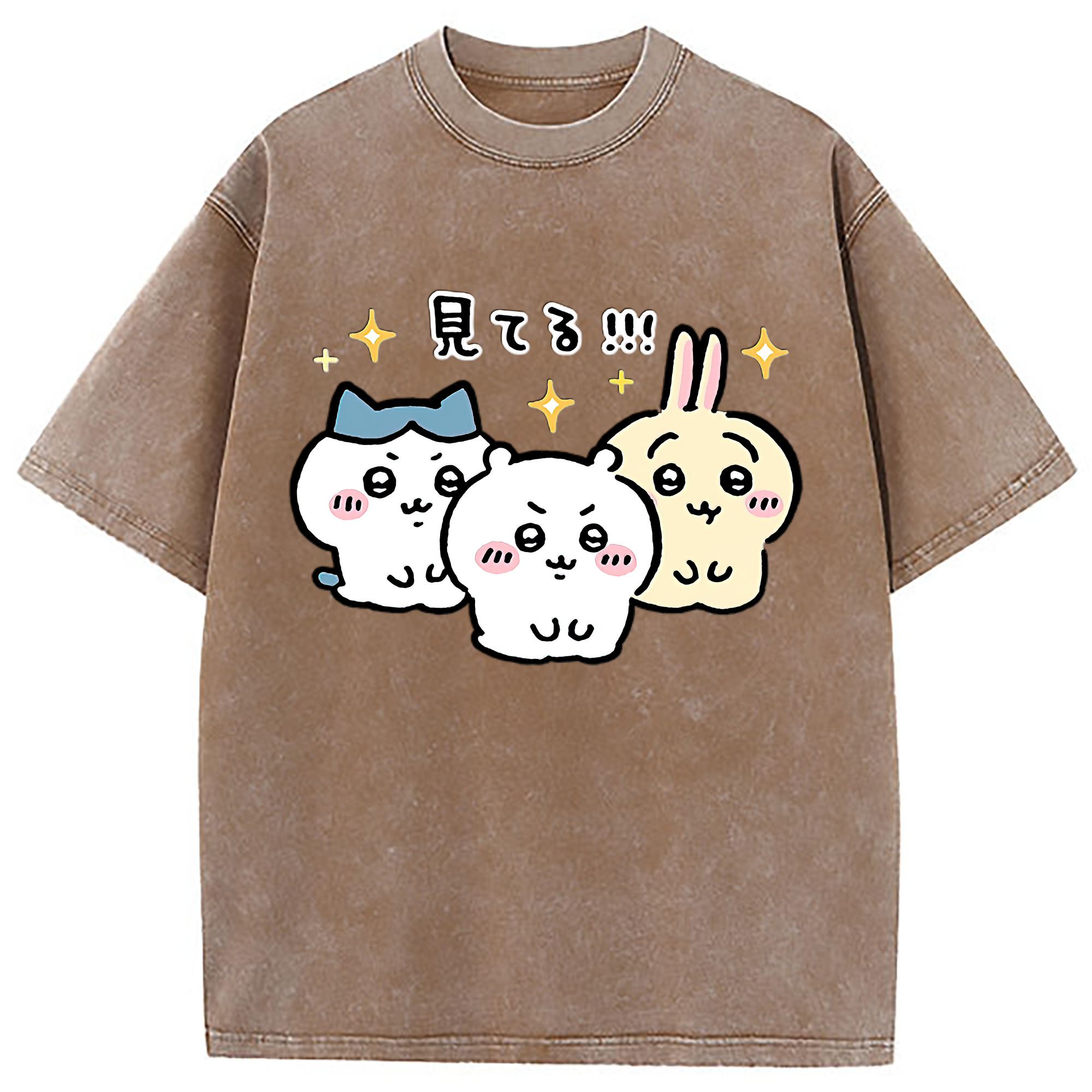 （画像用） ちいかわ ハチワレ Chii-kawa hachiware 綿100% ヴィンテージ風 半袖Tシャツ（フロントプリント）