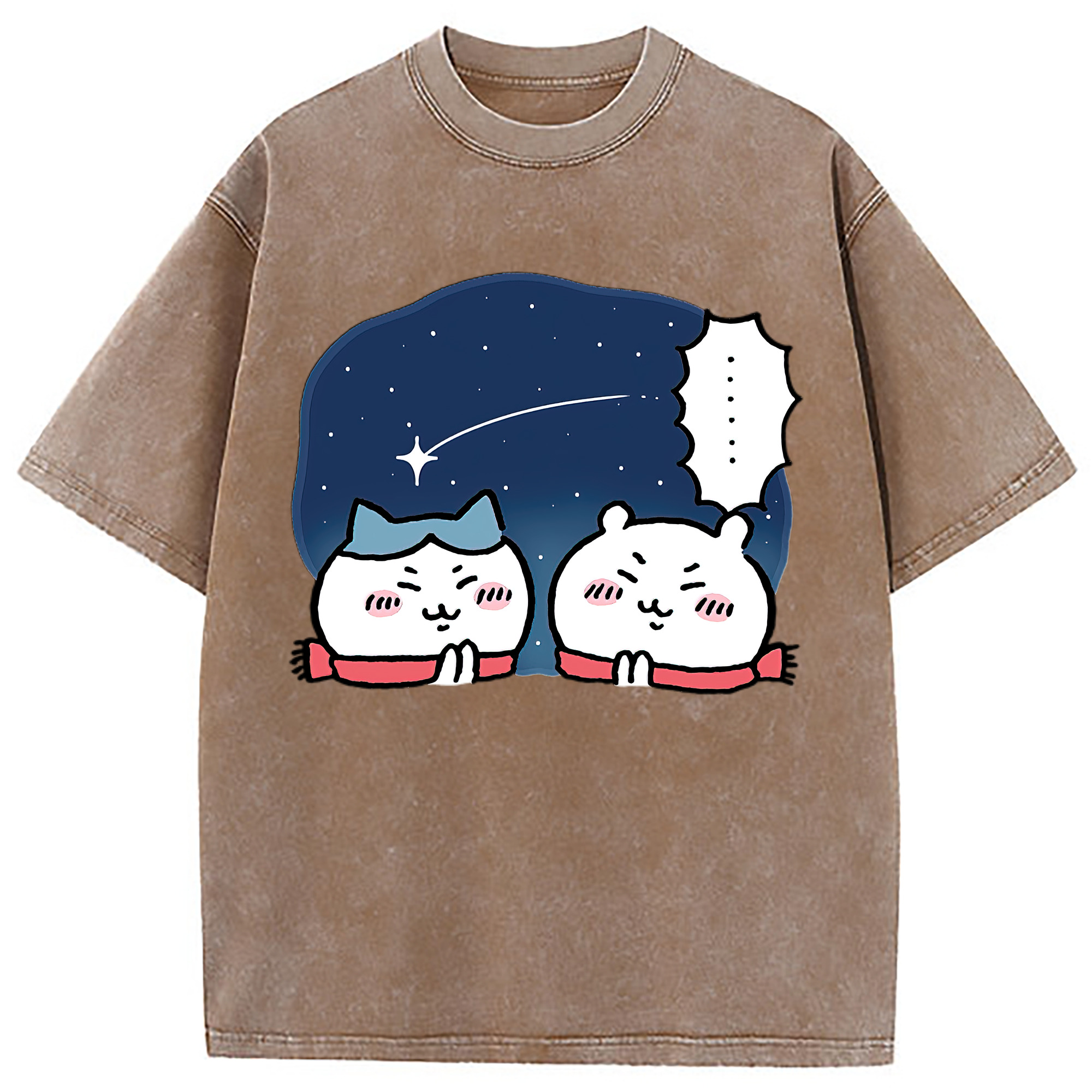 （画像用） ちいかわ ハチワレ Chii-kawa hachiware 綿100% ヴィンテージ風 半袖Tシャツ（フロントプリント）