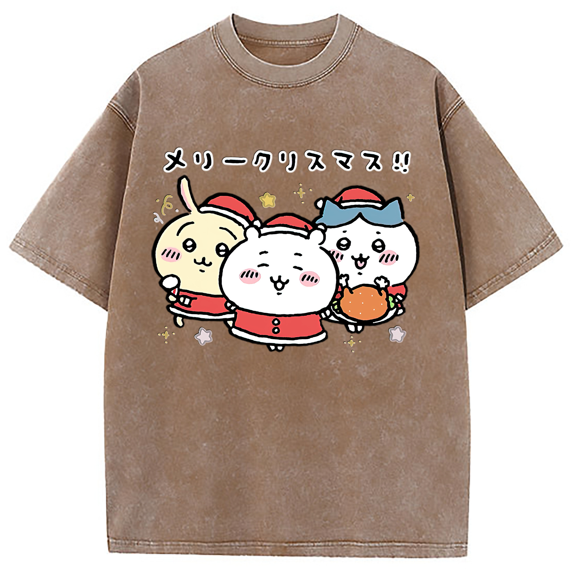 （画像用） ちいかわ ハチワレ Chii-kawa hachiware 綿100% ヴィンテージ風 半袖Tシャツ（フロントプリント）