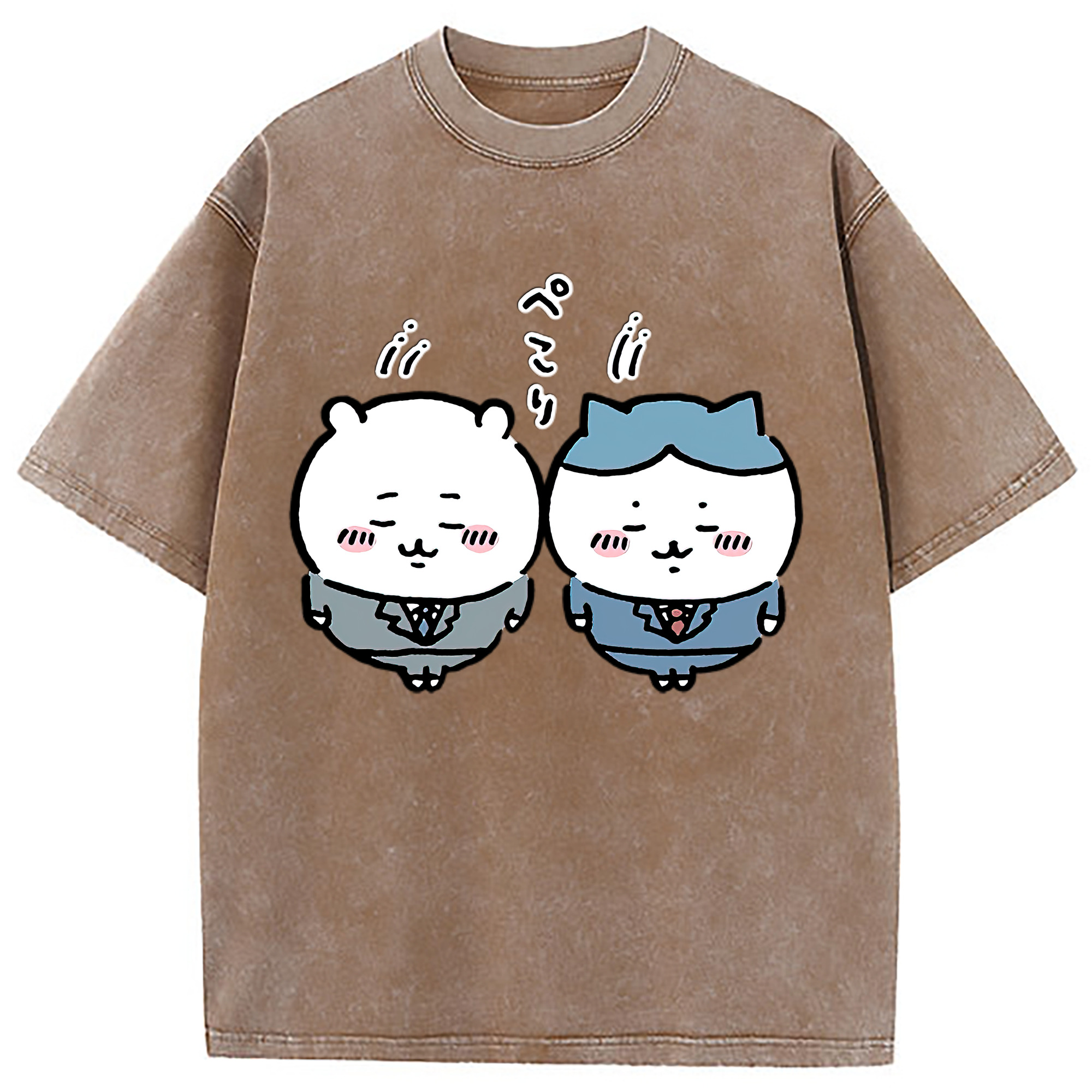 （画像用） ちいかわ ハチワレ Chii-kawa hachiware 綿100% ヴィンテージ風 半袖Tシャツ（フロントプリント）