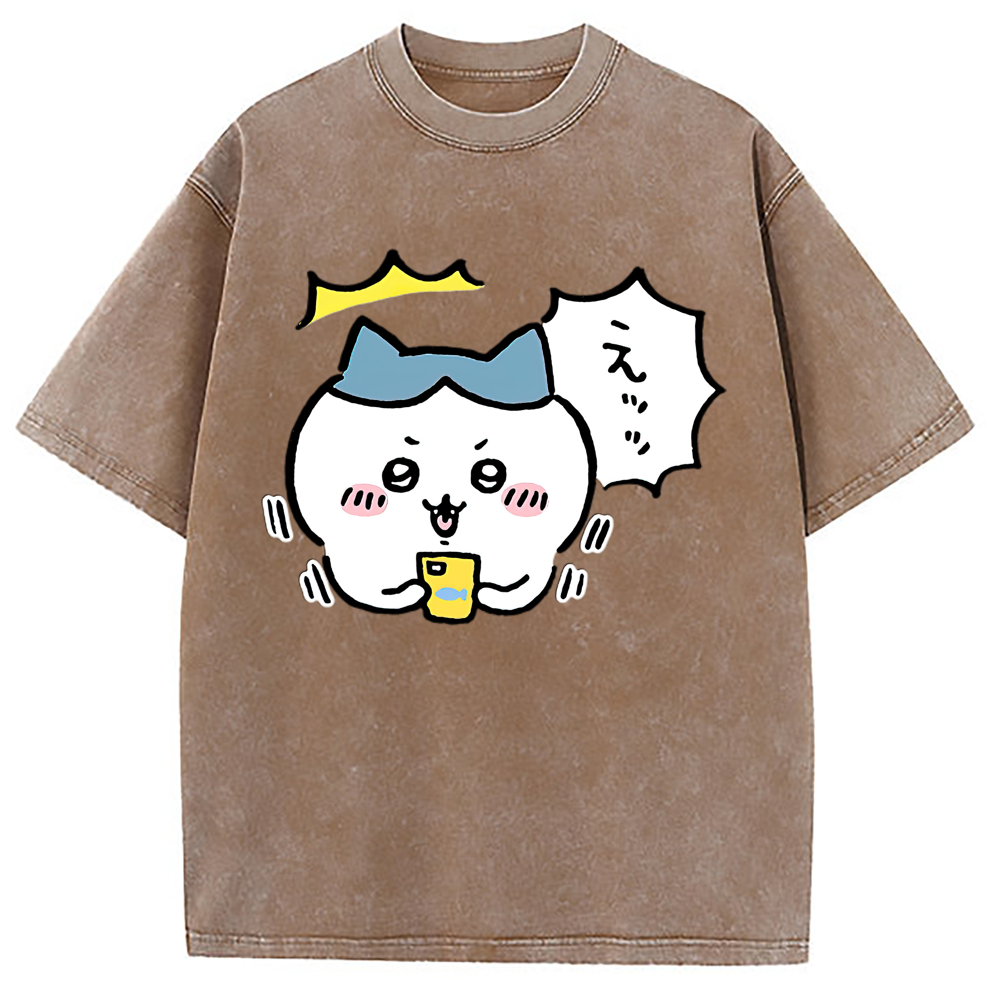 （画像用） ちいかわ ハチワレ Chii-kawa hachiware 綿100% ヴィンテージ風 半袖Tシャツ（フロントプリント）