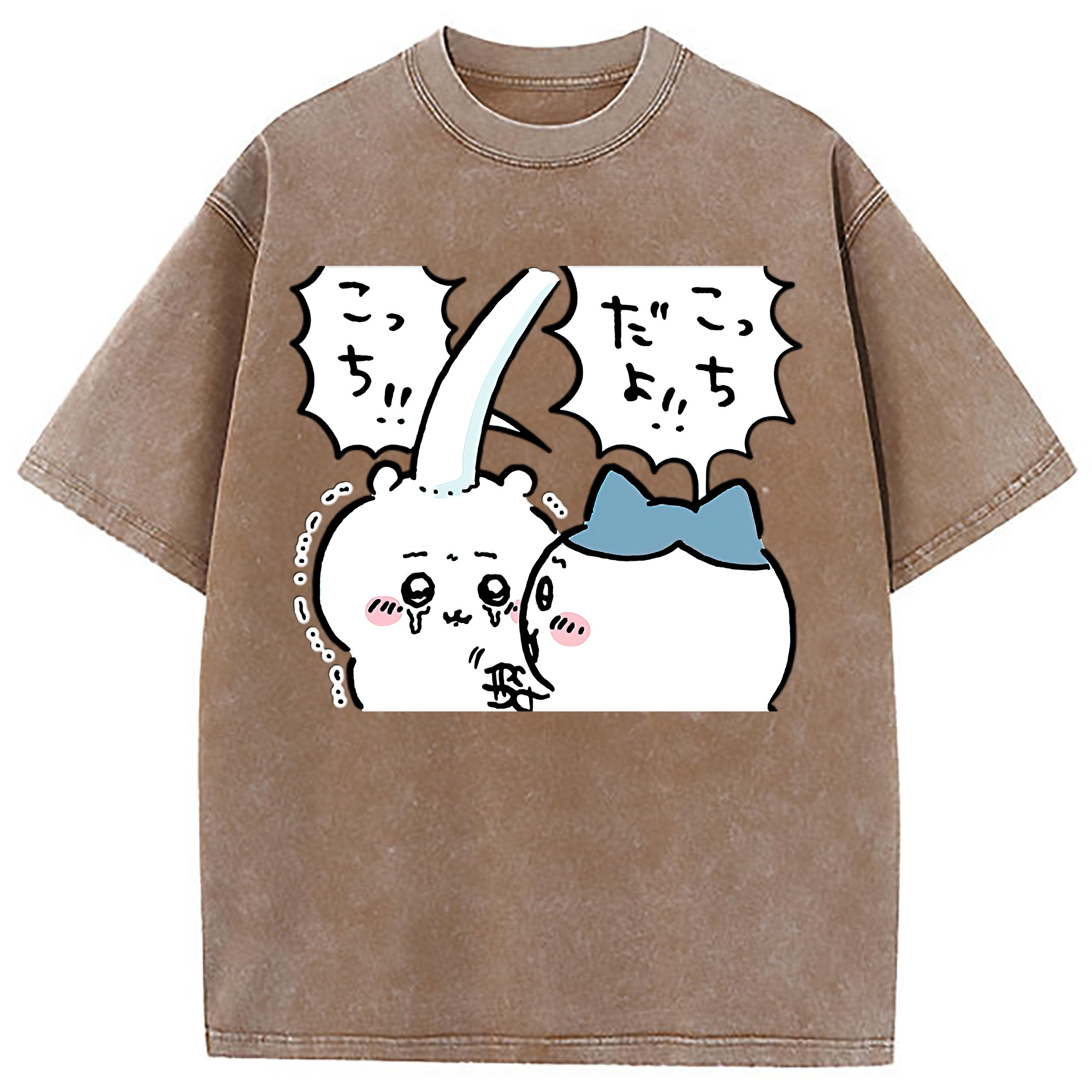 （画像用） ちいかわ ハチワレ Chii-kawa hachiware 綿100% ヴィンテージ風 半袖Tシャツ（フロントプリント）