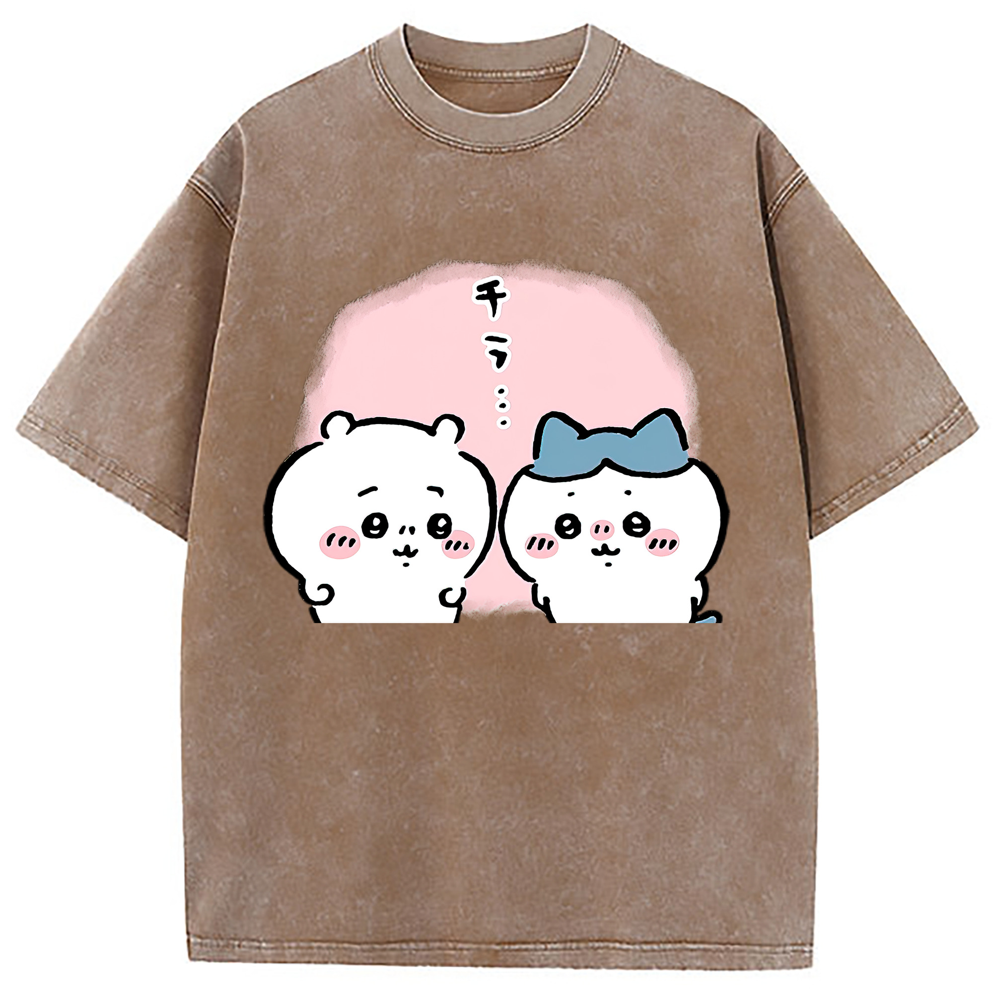 （画像用） ちいかわ ハチワレ Chii-kawa hachiware 綿100% ヴィンテージ風 半袖Tシャツ（フロントプリント）