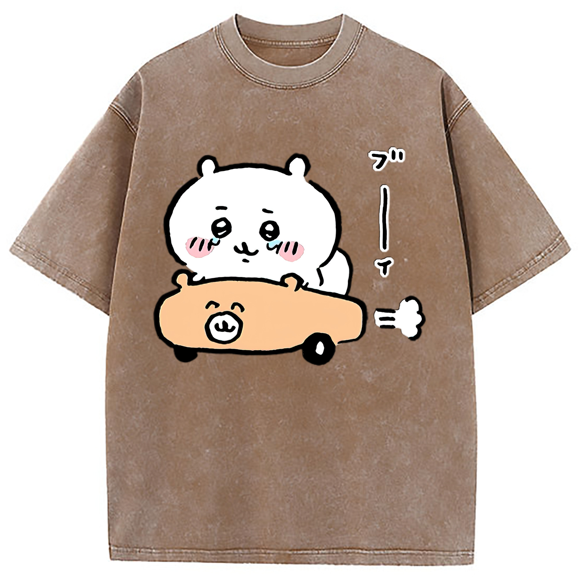 （画像用） ちいかわ ちいかわ Chii-kawa chiikawa 綿100% ヴィンテージ風 半袖Tシャツ（フロントプリント）