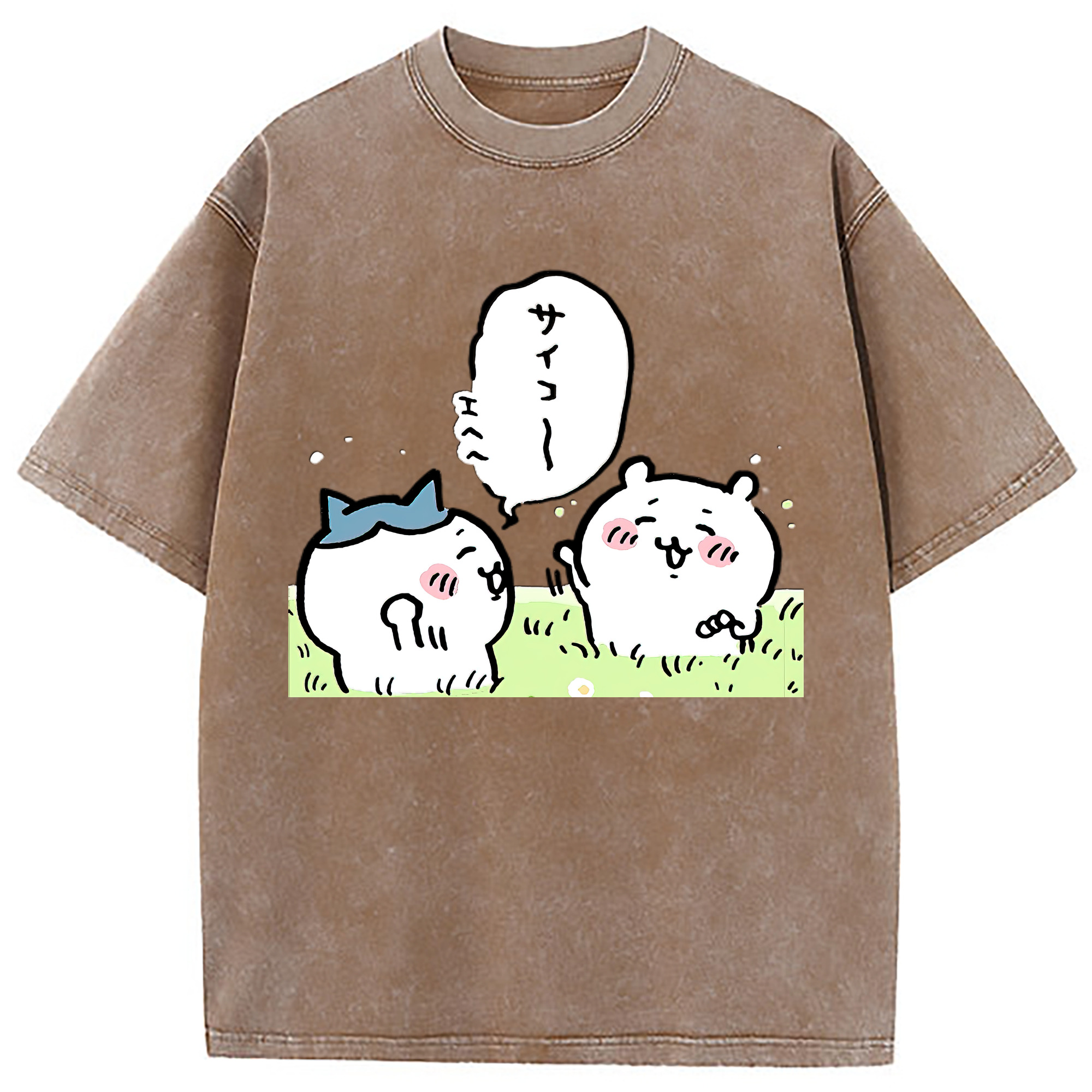 （画像用） ちいかわ ちいかわ Chii-kawa chiikawa 綿100% ヴィンテージ風 半袖Tシャツ（フロントプリント）