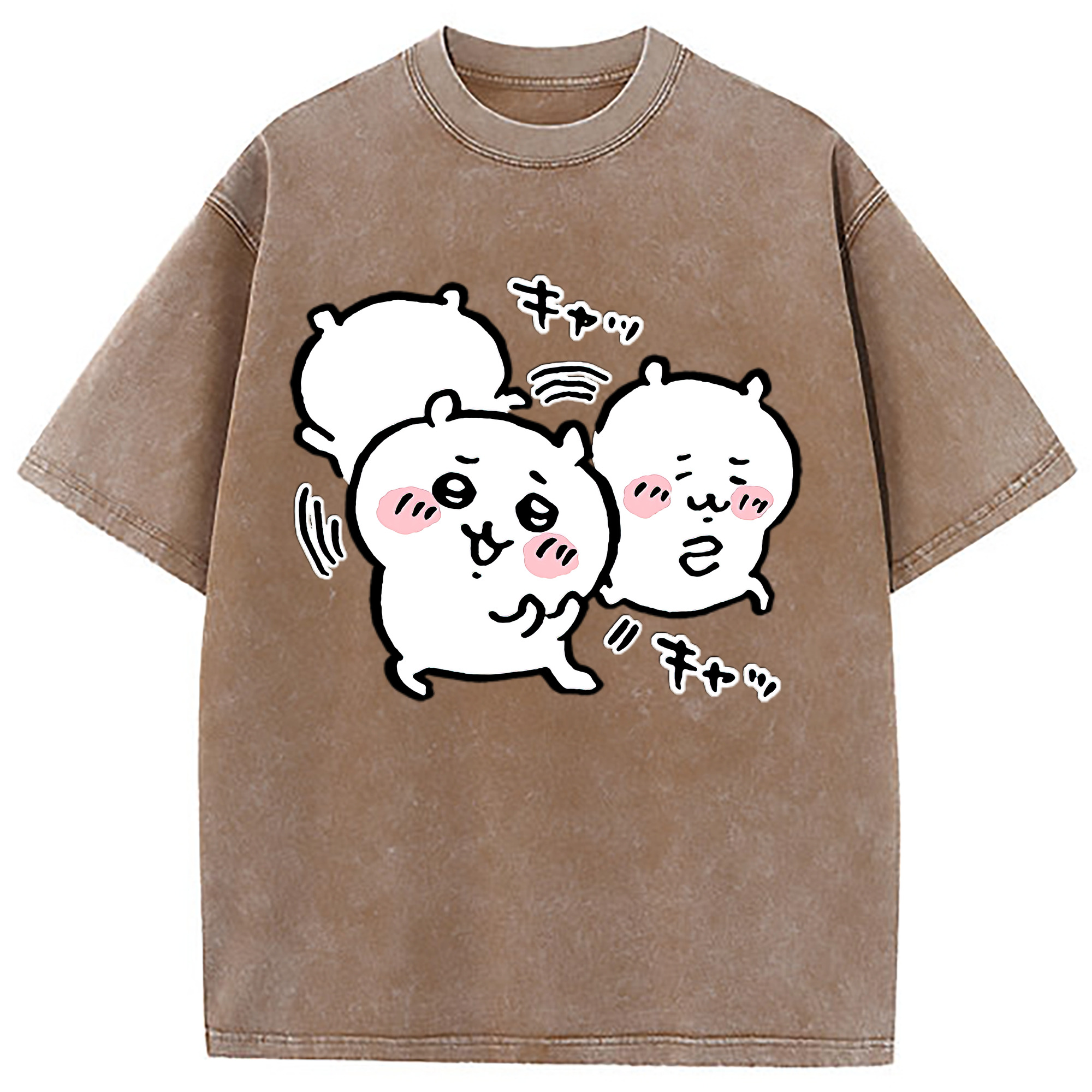 （画像用） ちいかわ ちいかわ Chii-kawa chiikawa 綿100% ヴィンテージ風 半袖Tシャツ（フロントプリント）