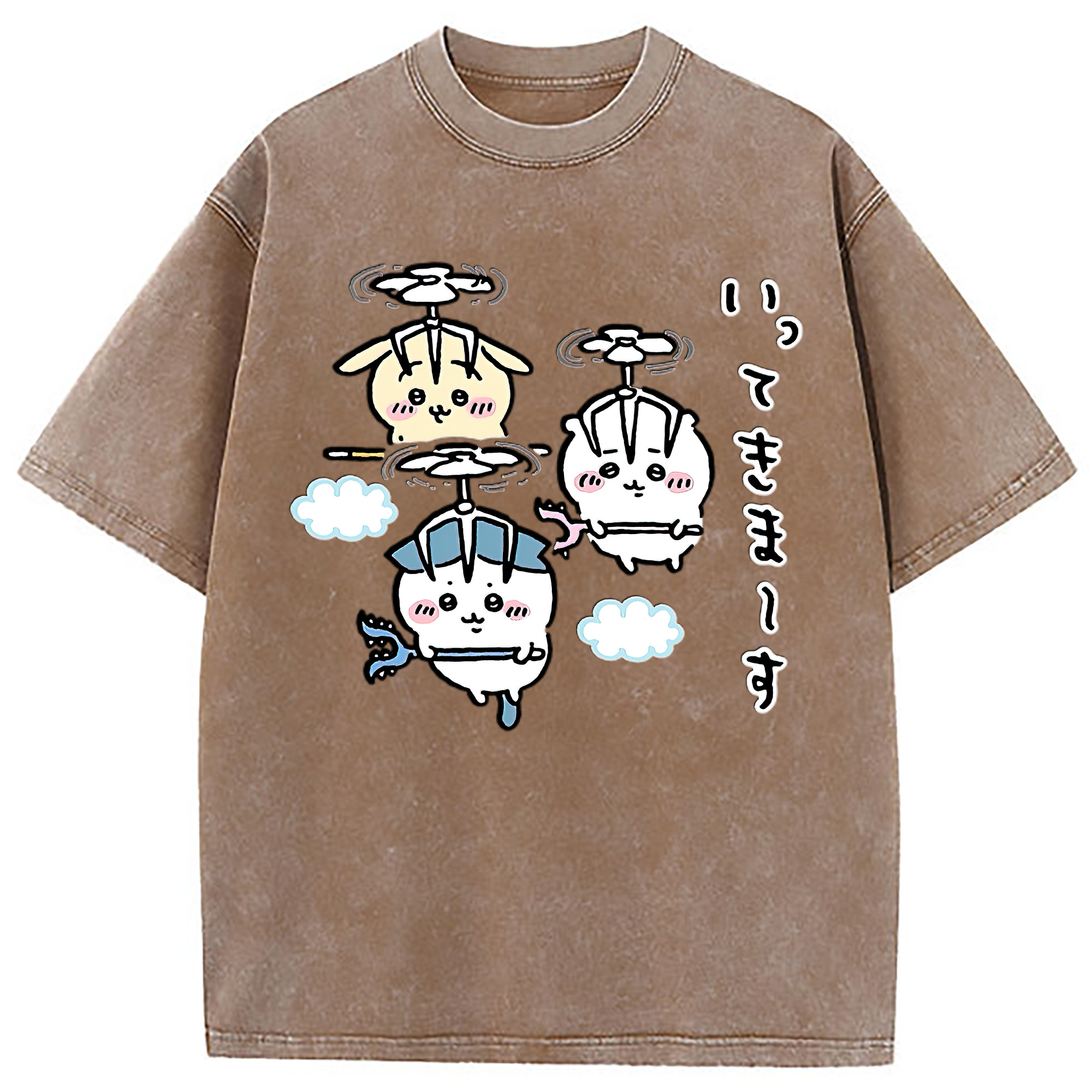（画像用） ちいかわ ちいかわ Chii-kawa chiikawa 綿100% ヴィンテージ風 半袖Tシャツ（フロントプリント）
