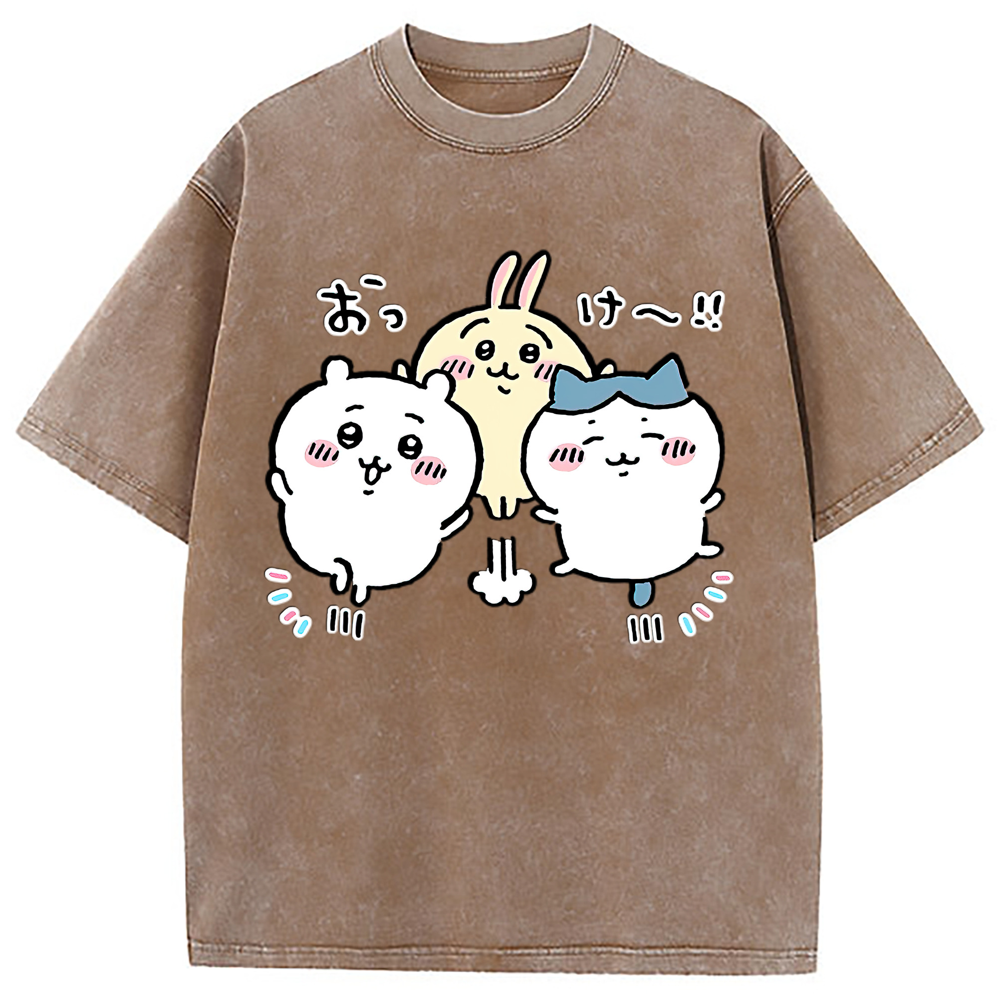 （画像用） ちいかわ ちいかわ Chii-kawa chiikawa 綿100% ヴィンテージ風 半袖Tシャツ（フロントプリント）