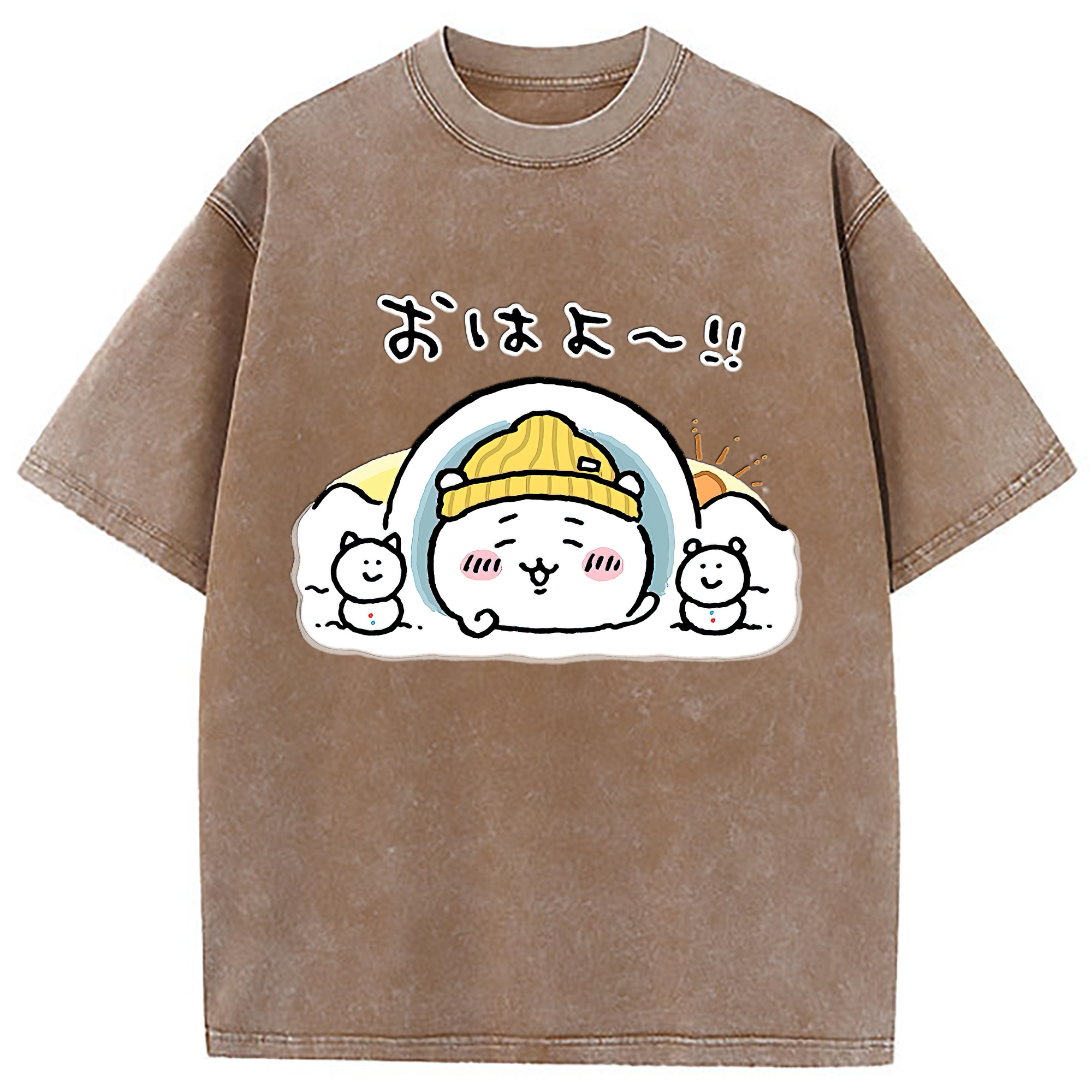 （画像用） ちいかわ ちいかわ Chii-kawa chiikawa 綿100% ヴィンテージ風 半袖Tシャツ（フロントプリント）