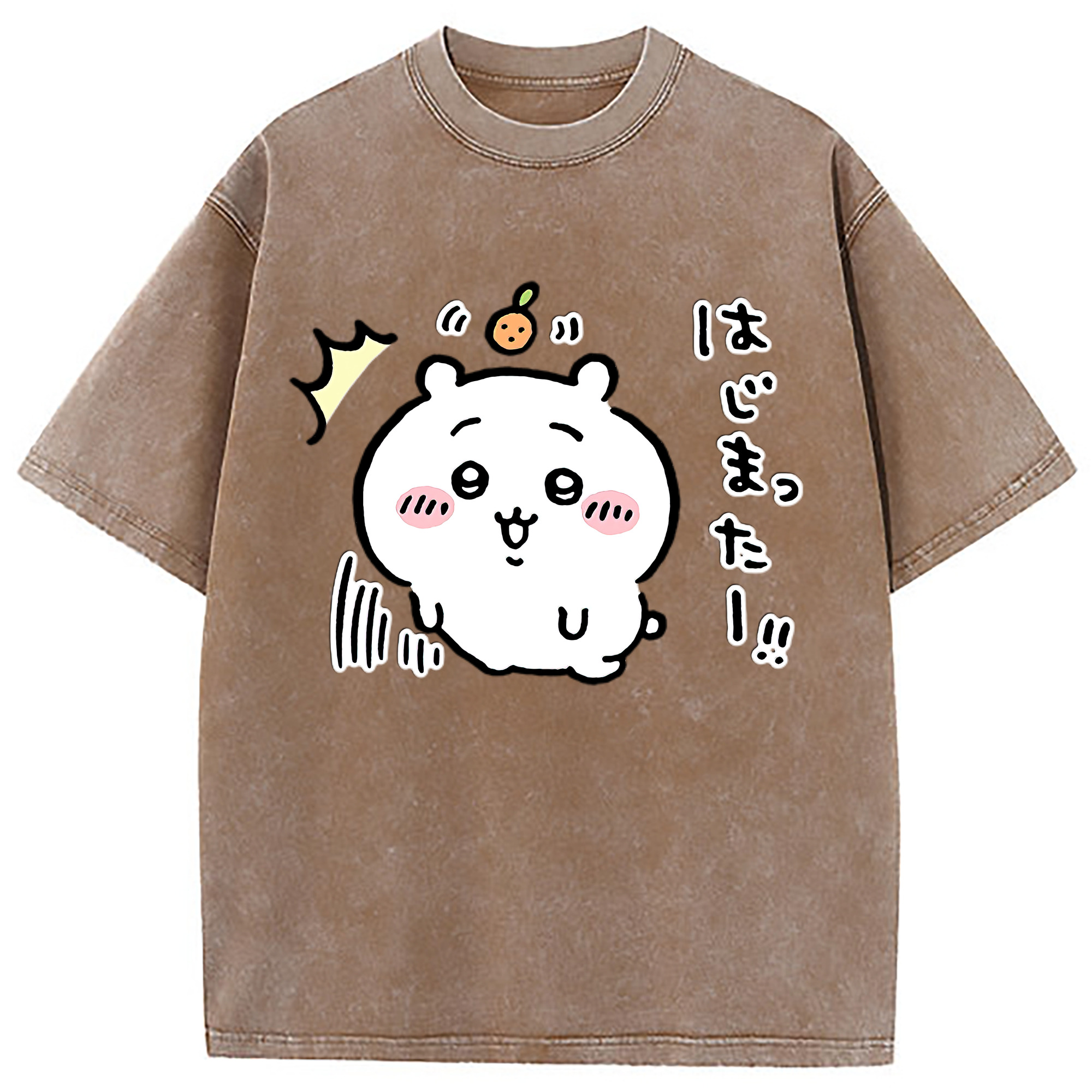（画像用） ちいかわ ちいかわ Chii-kawa chiikawa 綿100% ヴィンテージ風 半袖Tシャツ（フロントプリント）