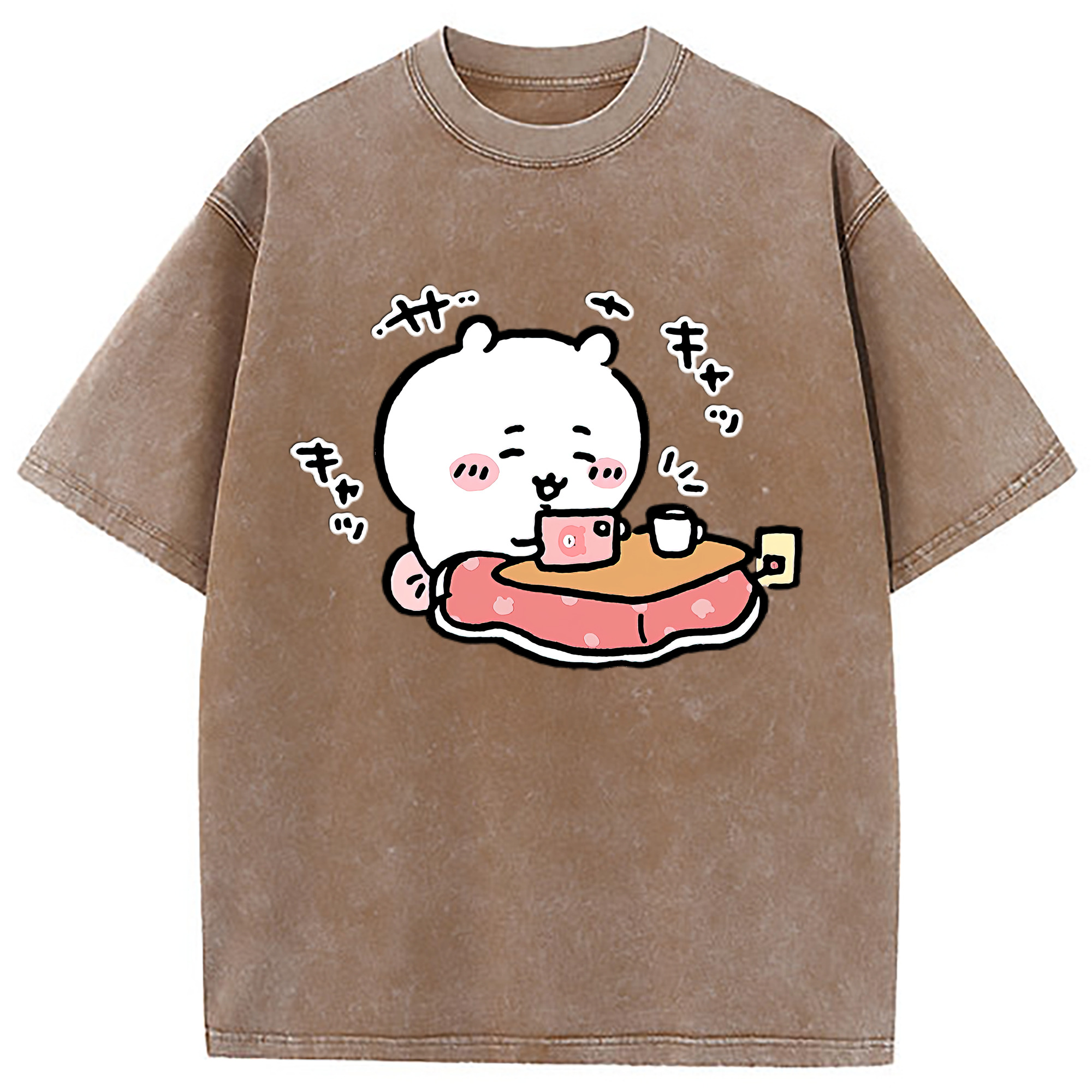 （画像用） ちいかわ ちいかわ Chii-kawa chiikawa 綿100% ヴィンテージ風 半袖Tシャツ（フロントプリント）