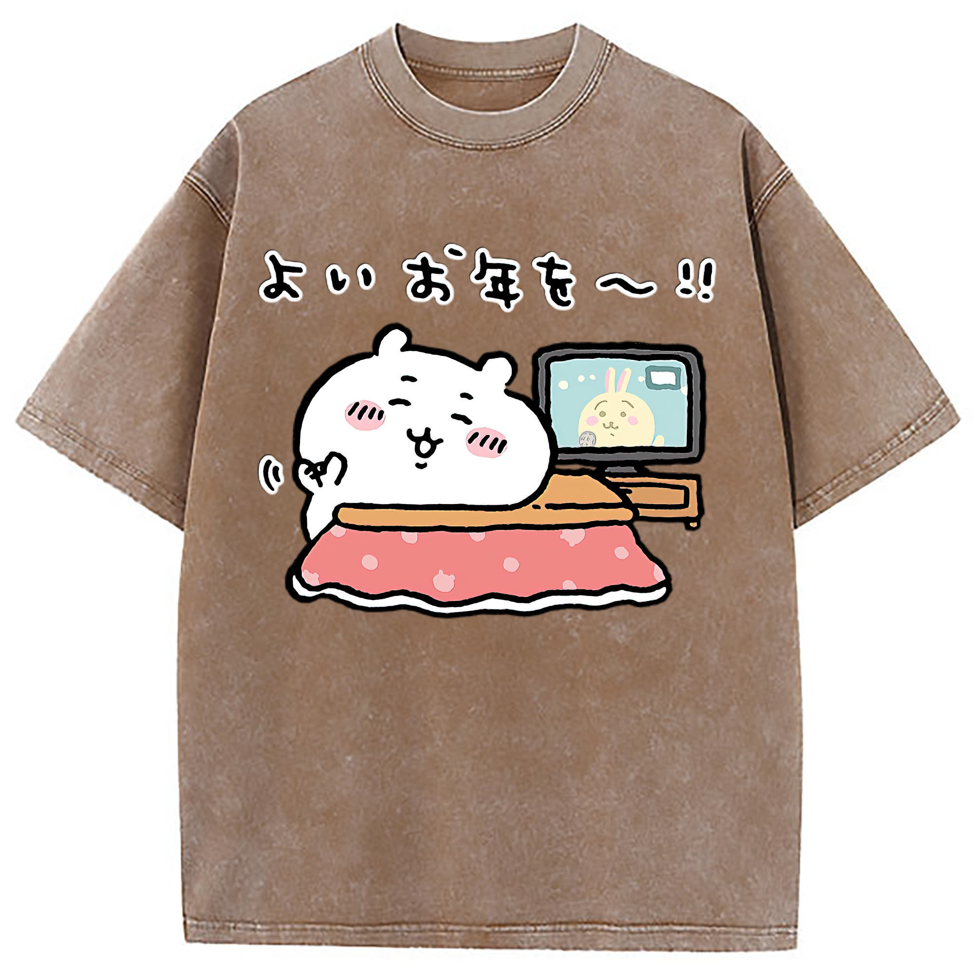 （画像用） ちいかわ ちいかわ Chii-kawa chiikawa 綿100% ヴィンテージ風 半袖Tシャツ（フロントプリント）