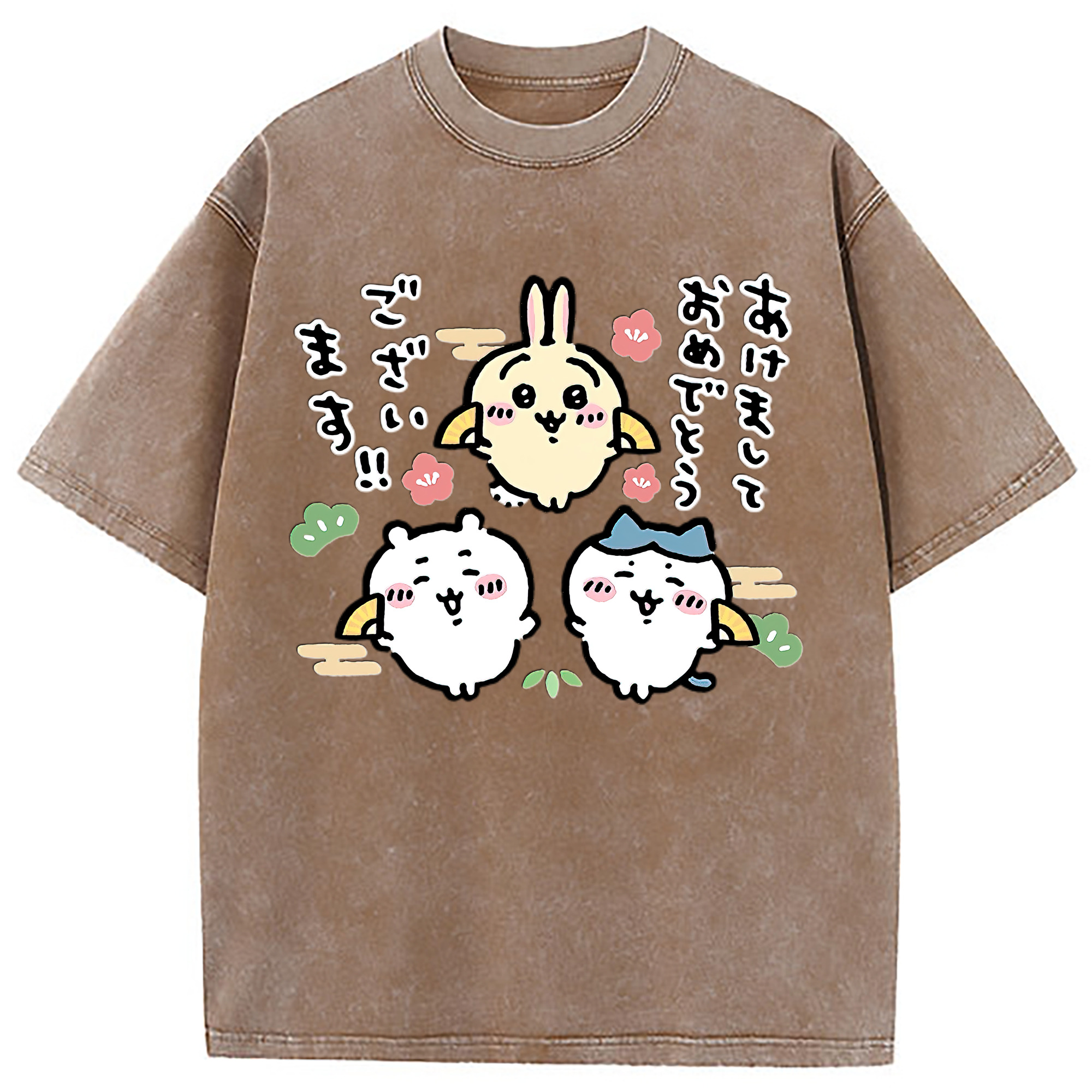 （画像用） ちいかわ ちいかわ Chii-kawa chiikawa 綿100% ヴィンテージ風 半袖Tシャツ（フロントプリント）