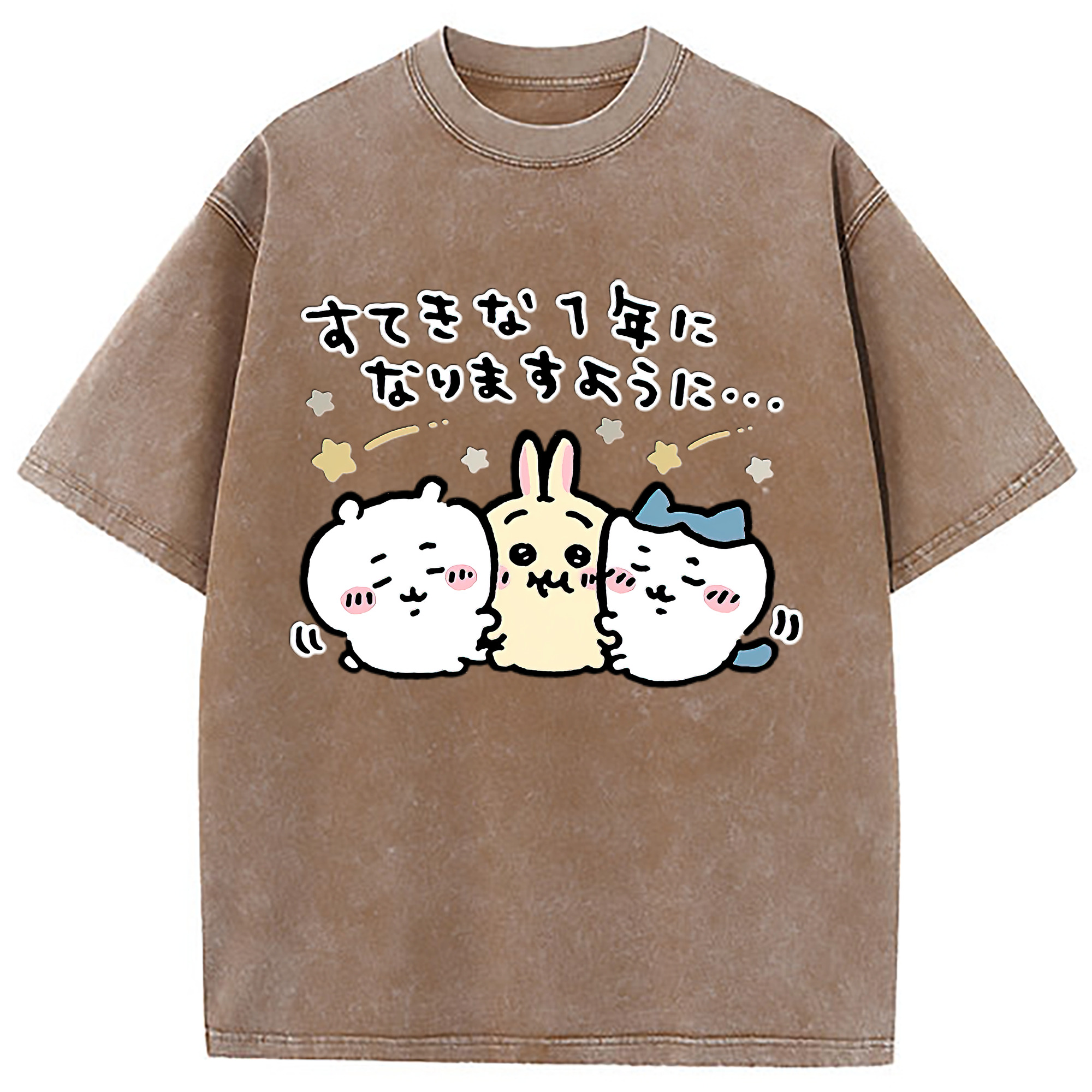 （画像用） ちいかわ ちいかわ Chii-kawa chiikawa 綿100% ヴィンテージ風 半袖Tシャツ（フロントプリント）
