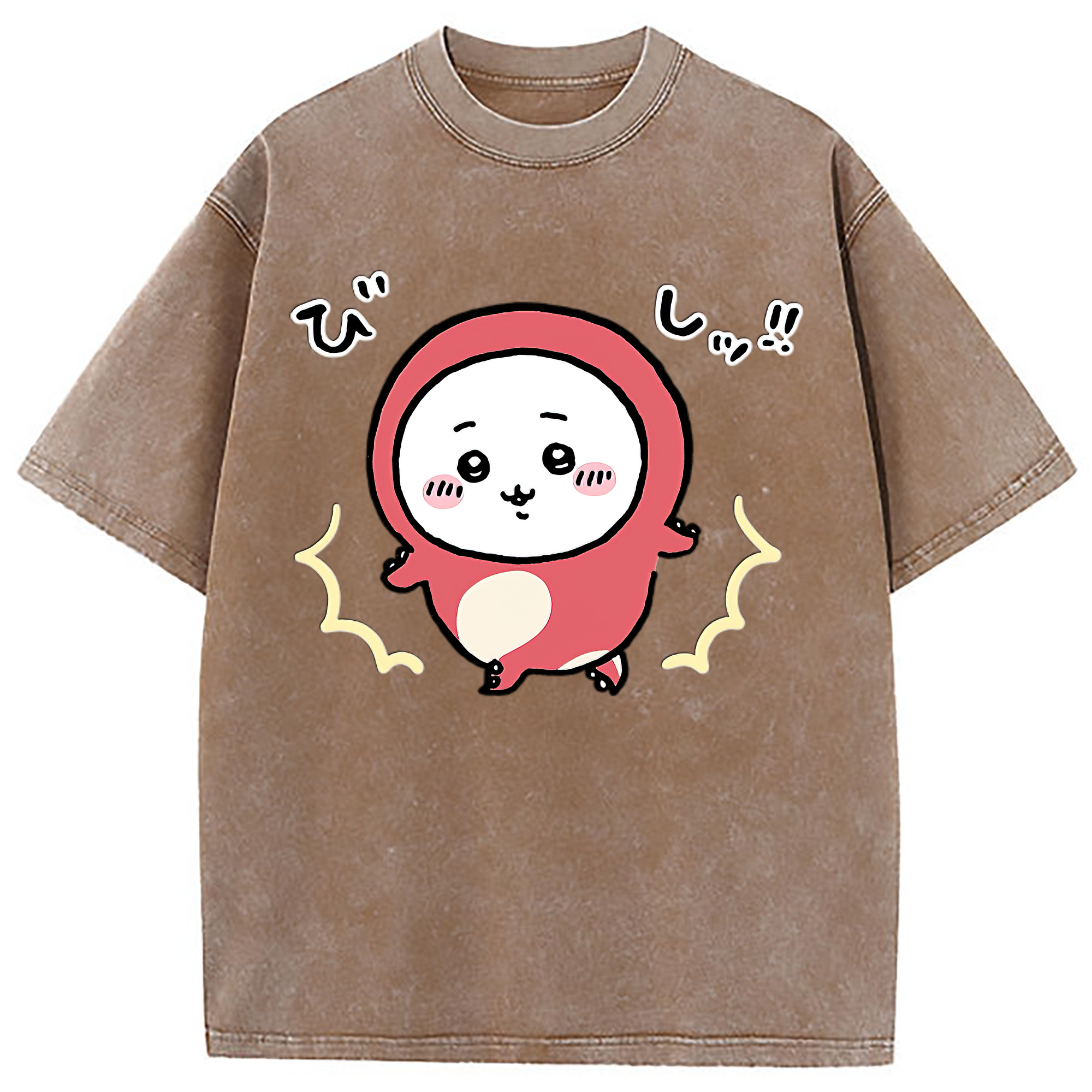 （画像用） ちいかわ ちいかわ Chii-kawa chiikawa 綿100% ヴィンテージ風 半袖Tシャツ（フロントプリント）