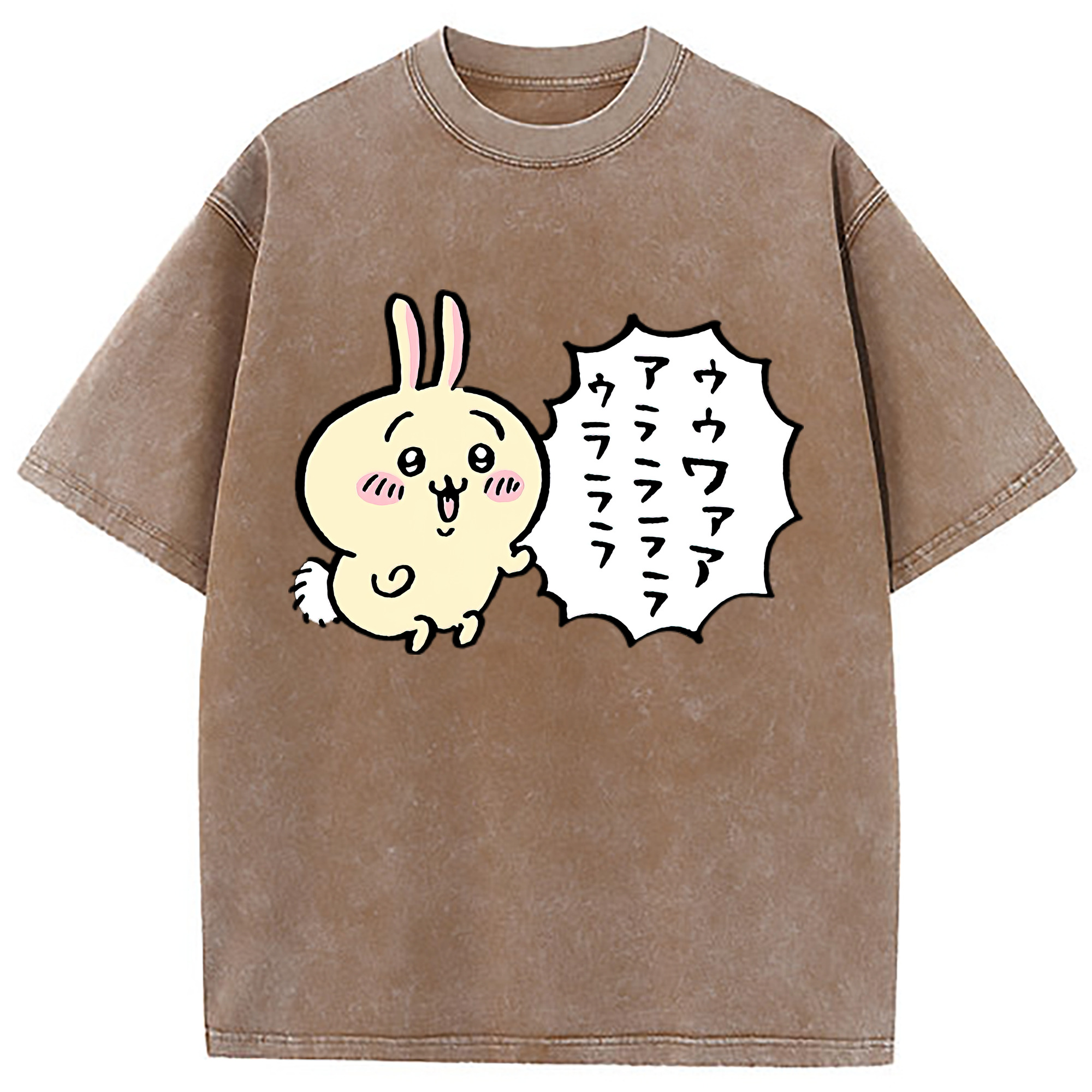 （画像用） ちいかわ うさぎ Chii-kawa usagi 綿100% ヴィンテージ風 半袖Tシャツ（フロントプリント）