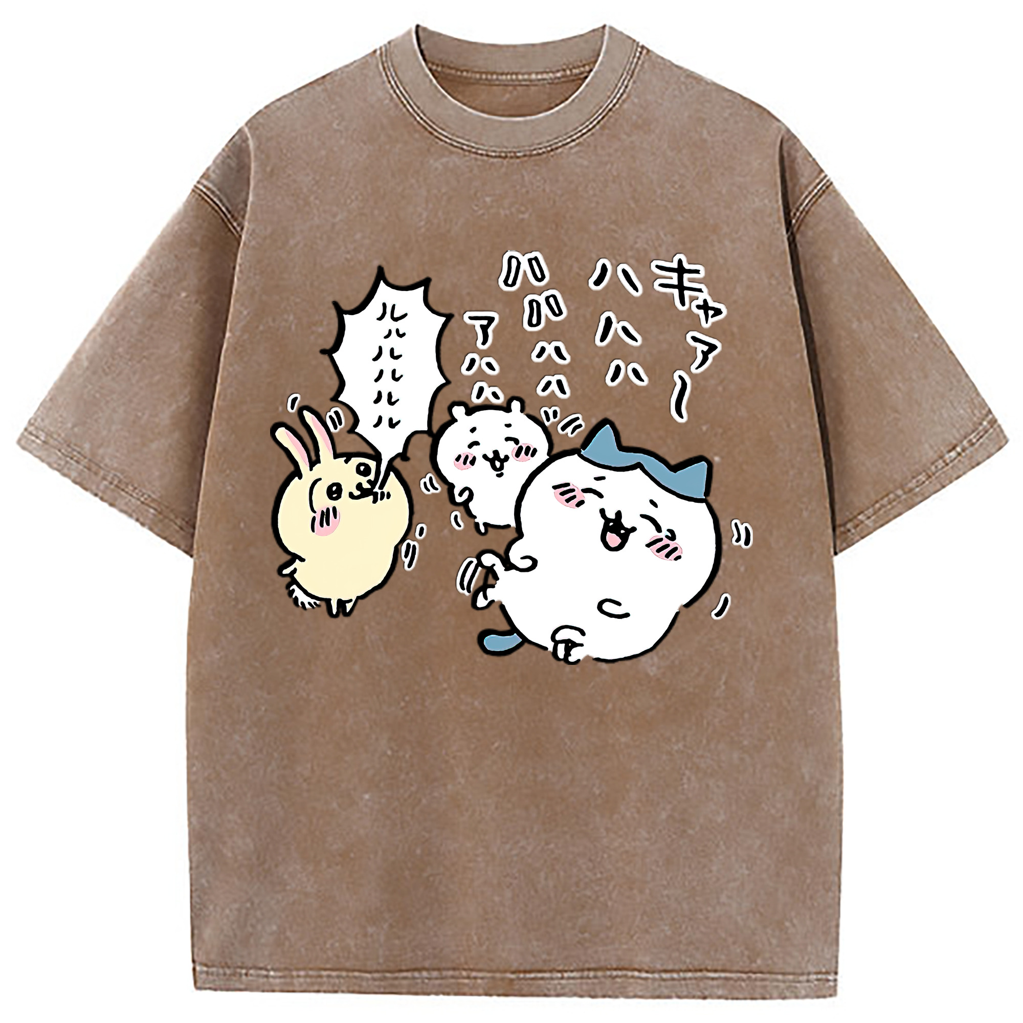 （画像用） ちいかわ うさぎ Chii-kawa usagi 綿100% ヴィンテージ風 半袖Tシャツ（フロントプリント）