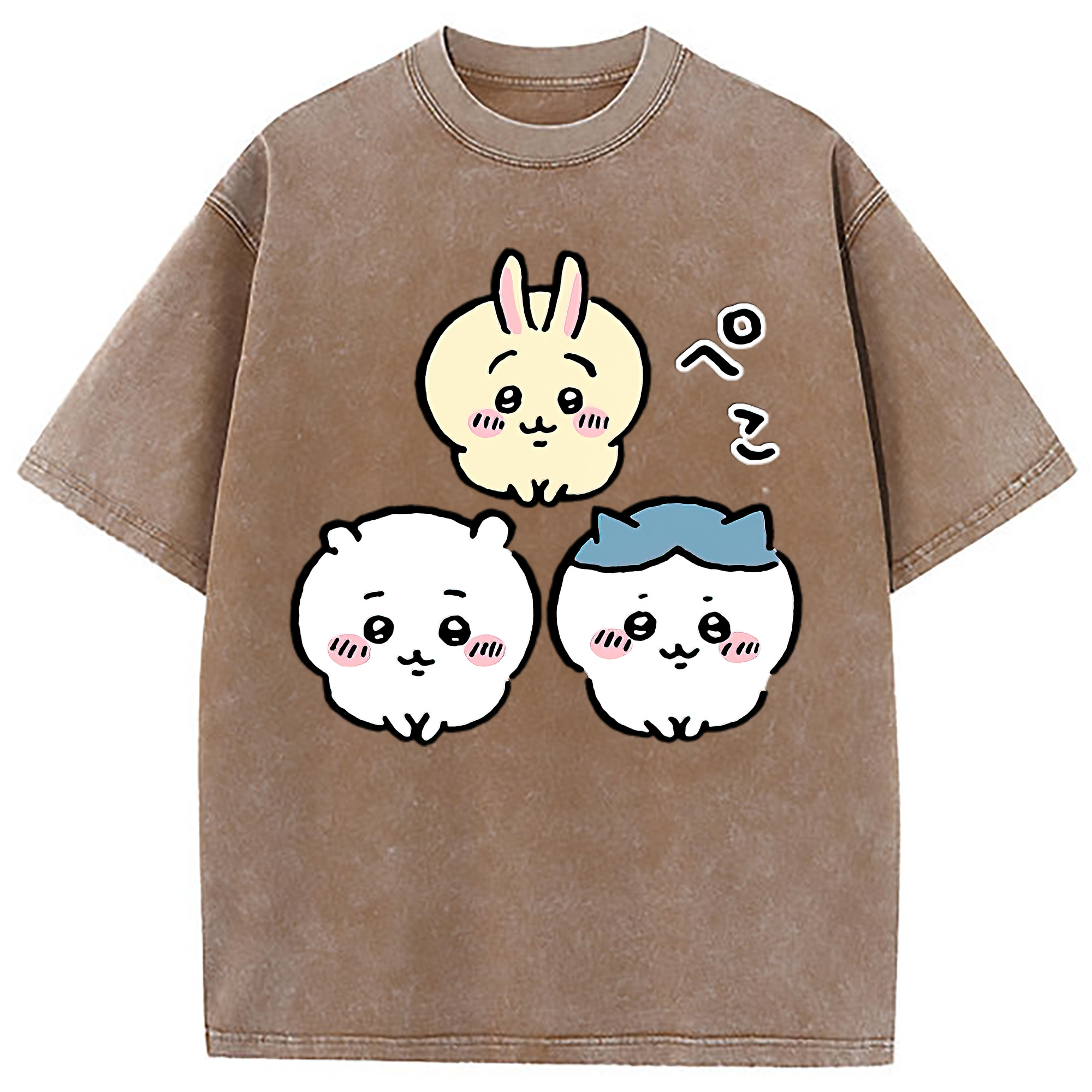 （画像用） ちいかわ うさぎ Chii-kawa usagi 綿100% ヴィンテージ風 半袖Tシャツ（フロントプリント）