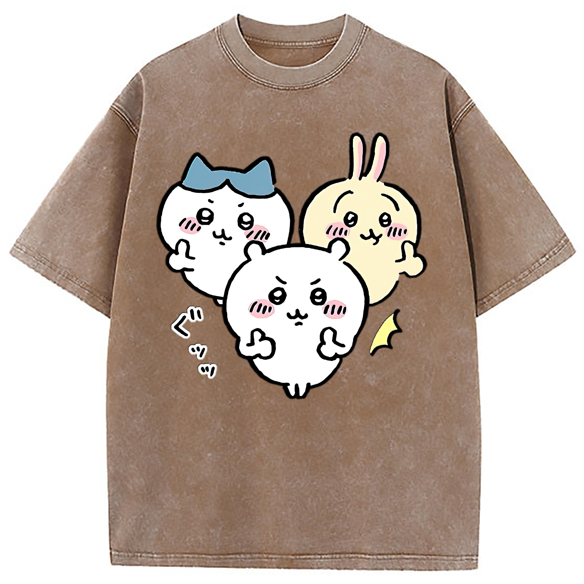 （画像用） ちいかわ うさぎ Chii-kawa usagi 綿100% ヴィンテージ風 半袖Tシャツ（フロントプリント）