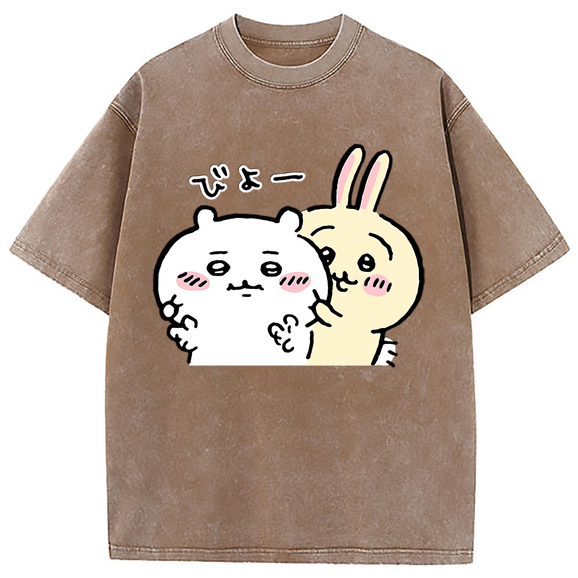 （画像用） ちいかわ うさぎ Chii-kawa usagi 綿100% ヴィンテージ風 半袖Tシャツ（フロントプリント）