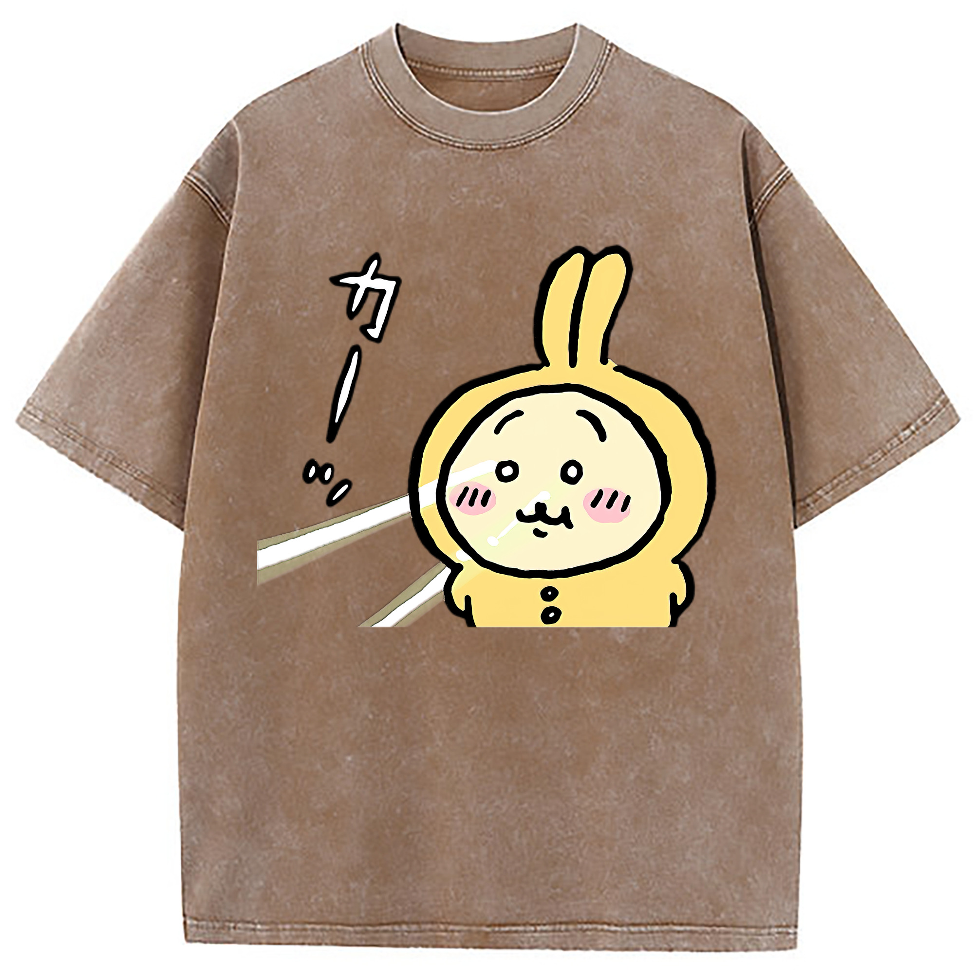 （画像用） ちいかわ うさぎ Chii-kawa usagi 綿100% ヴィンテージ風 半袖Tシャツ（フロントプリント）