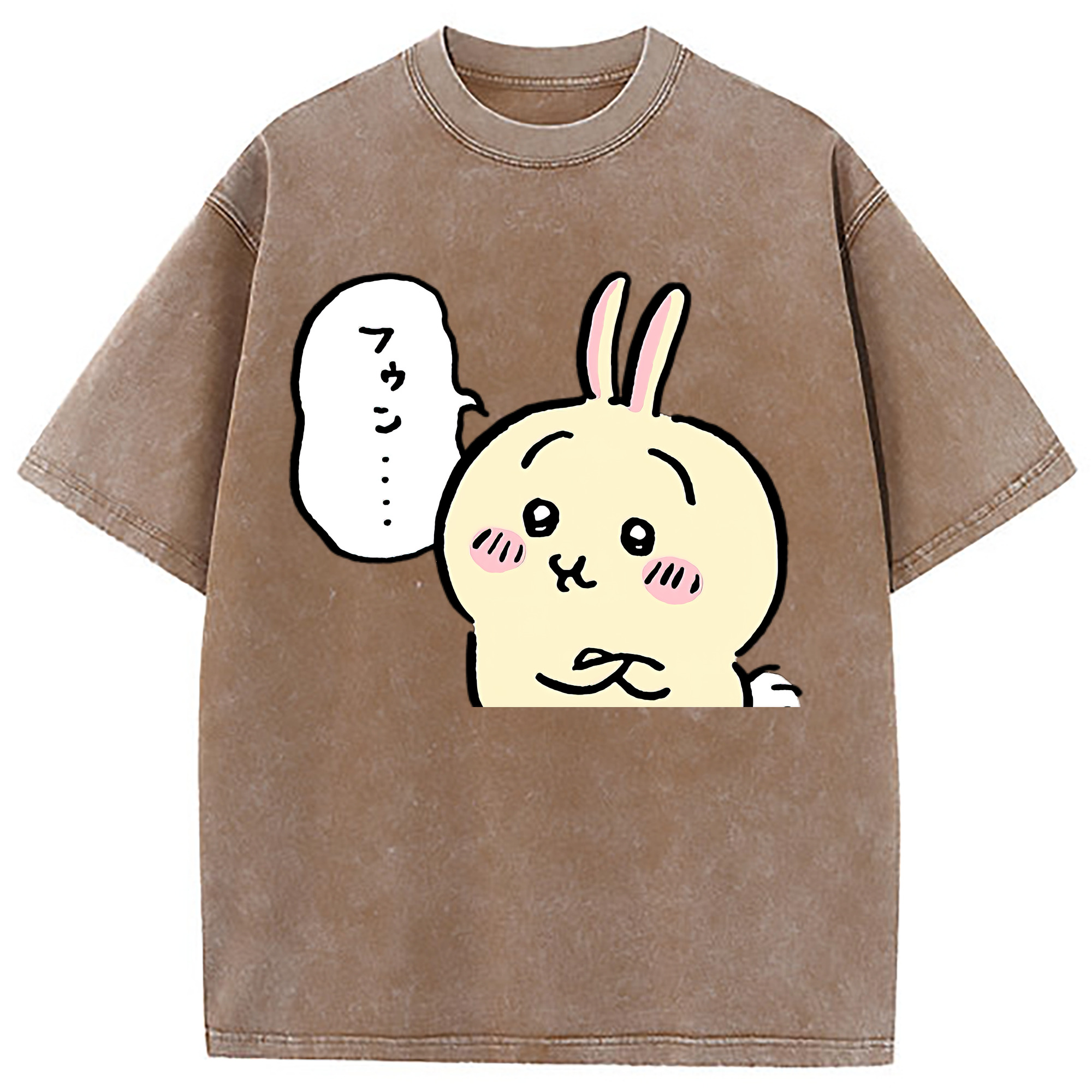 （画像用） ちいかわ うさぎ Chii-kawa usagi 綿100% ヴィンテージ風 半袖Tシャツ（フロントプリント）