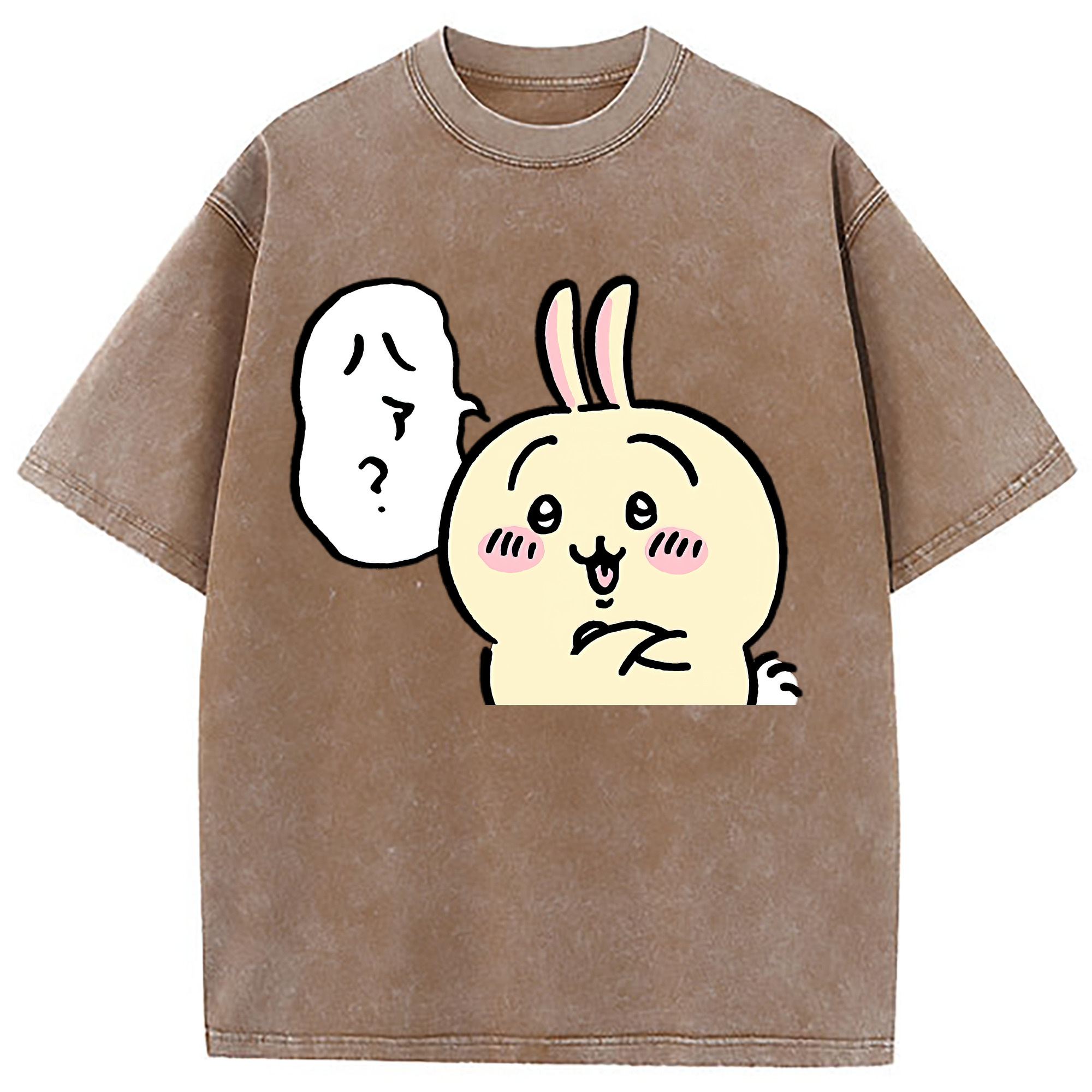 （画像用） ちいかわ うさぎ Chii-kawa usagi 綿100% ヴィンテージ風 半袖Tシャツ（フロントプリント）