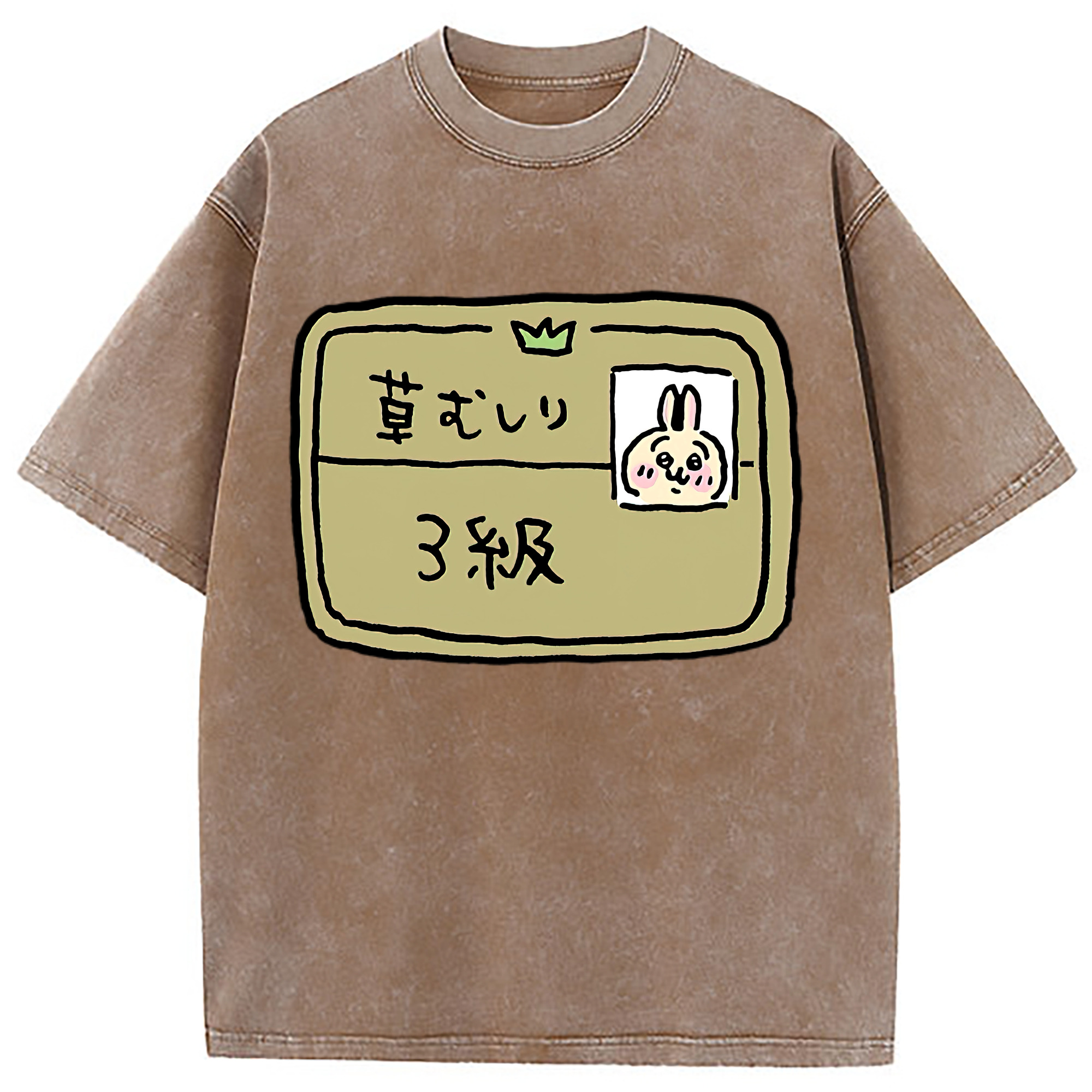 （画像用） ちいかわ うさぎ Chii-kawa usagi 綿100% ヴィンテージ風 半袖Tシャツ（フロントプリント）
