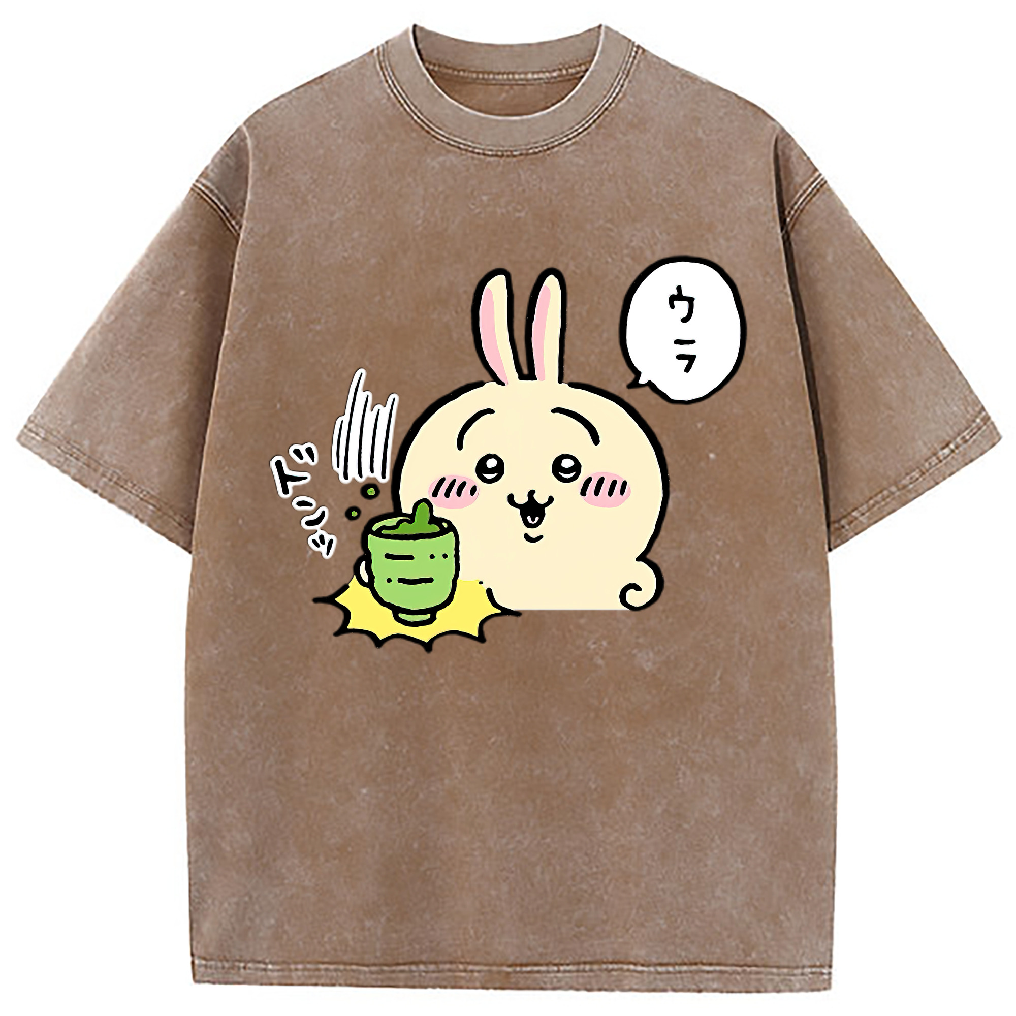 （画像用） ちいかわ うさぎ Chii-kawa usagi 綿100% ヴィンテージ風 半袖Tシャツ（フロントプリント）
