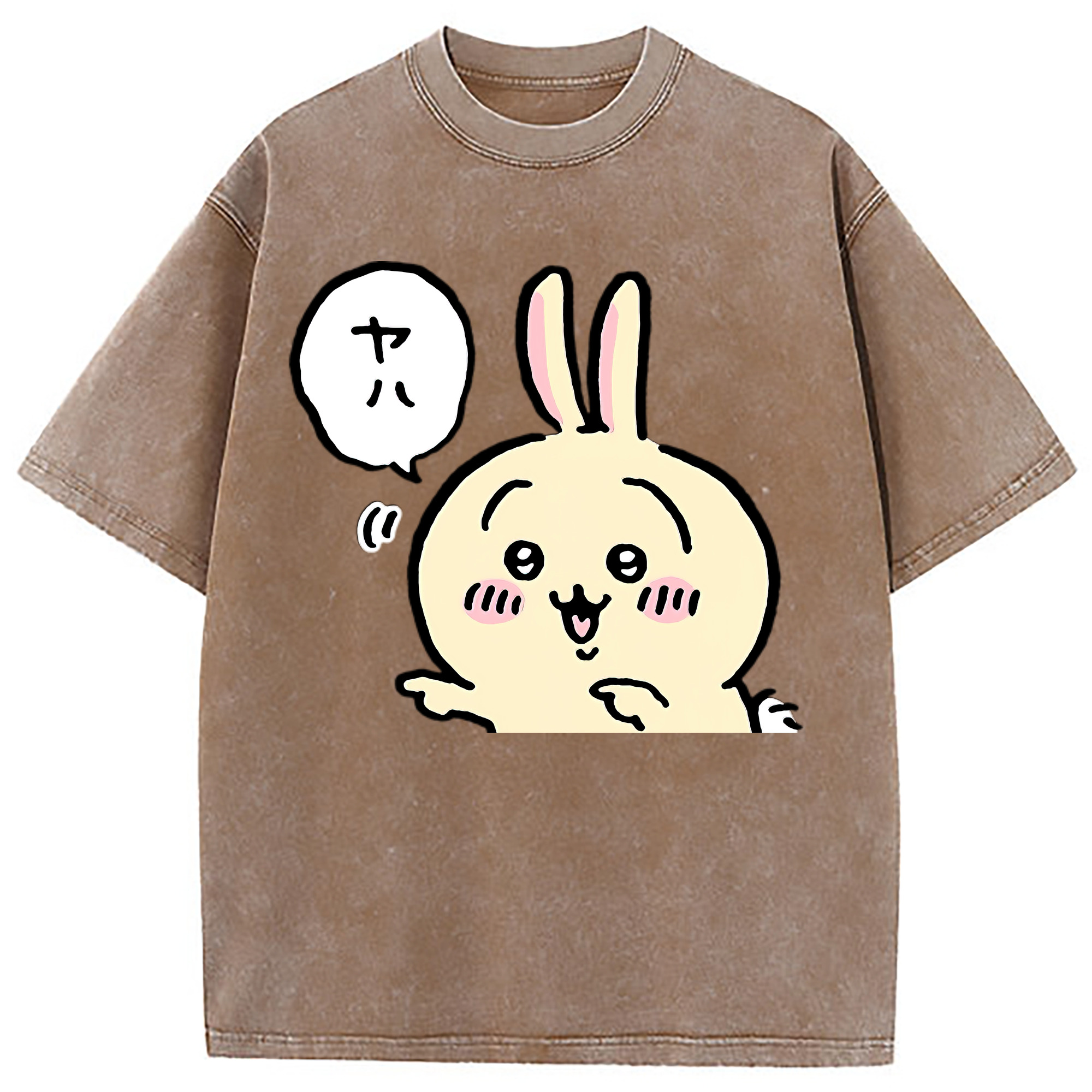 （画像用） ちいかわ うさぎ Chii-kawa usagi 綿100% ヴィンテージ風 半袖Tシャツ（フロントプリント）