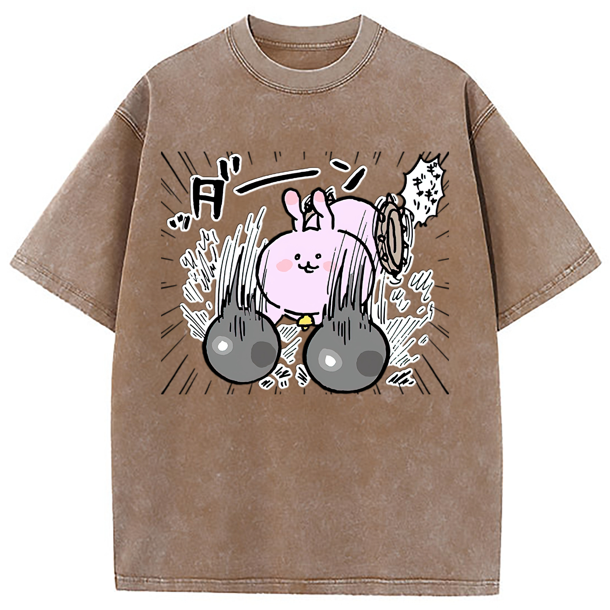 （画像用） ちいかわ うさぎ Chii-kawa usagi 綿100% ヴィンテージ風 半袖Tシャツ（フロントプリント）