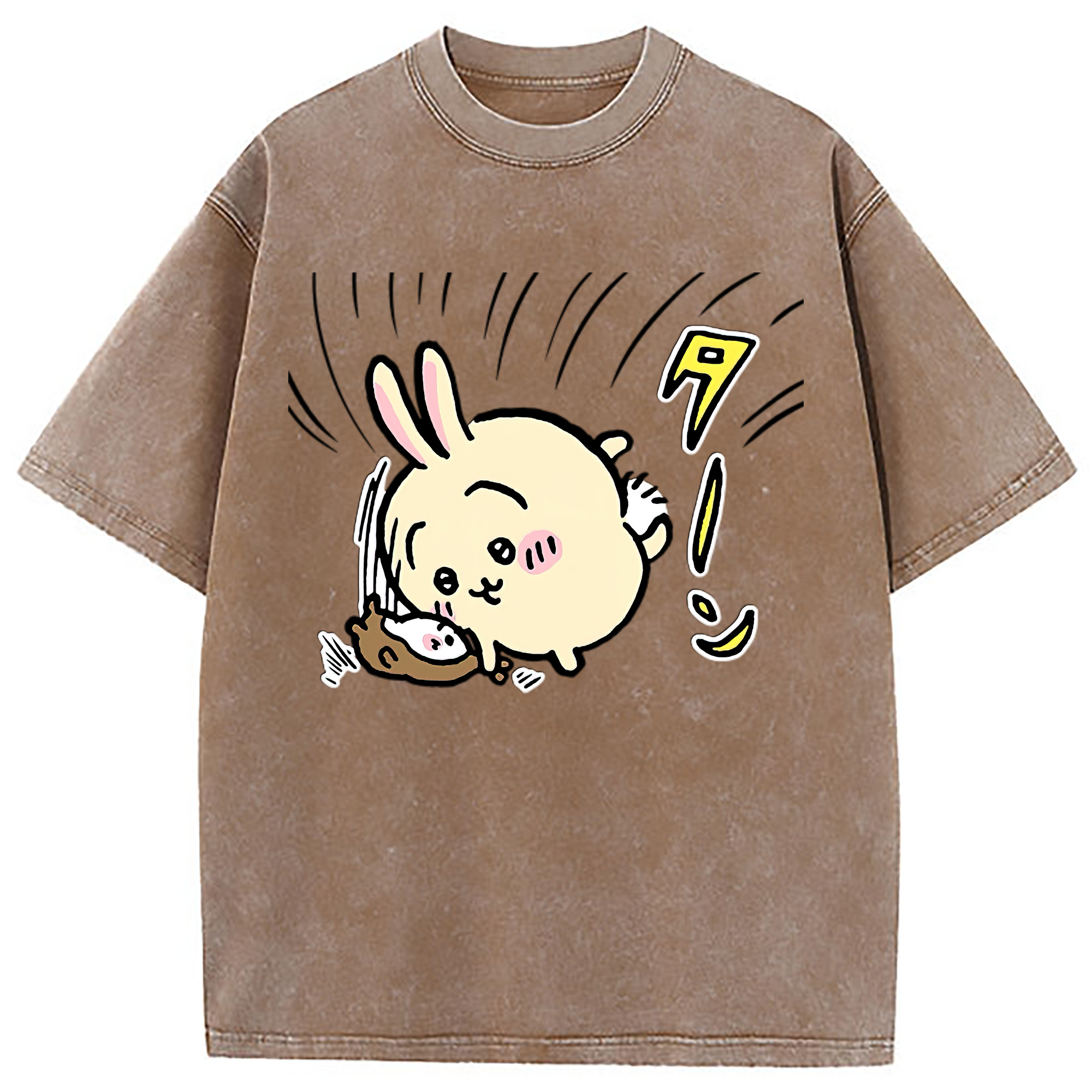 （画像用） ちいかわ うさぎ Chii-kawa usagi 綿100% ヴィンテージ風 半袖Tシャツ（フロントプリント）