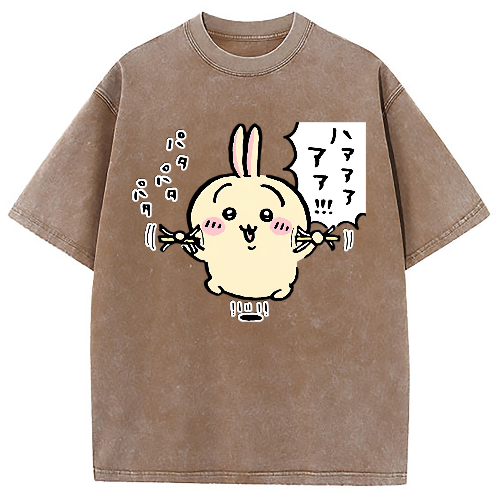 （画像用） ちいかわ うさぎ Chii-kawa usagi 綿100% ヴィンテージ風 半袖Tシャツ（フロントプリント）