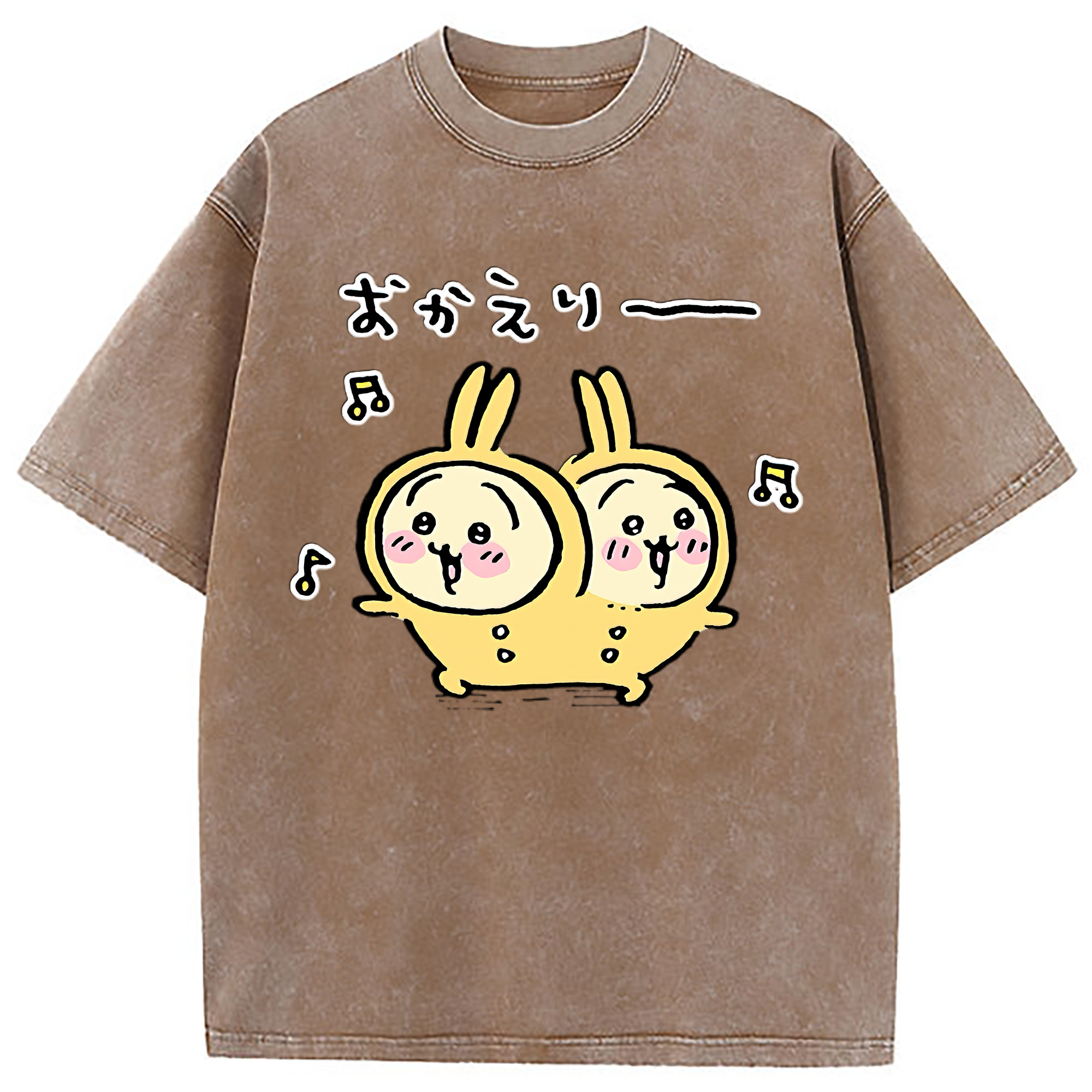 （画像用） ちいかわ うさぎ Chii-kawa usagi 綿100% ヴィンテージ風 半袖Tシャツ（フロントプリント）