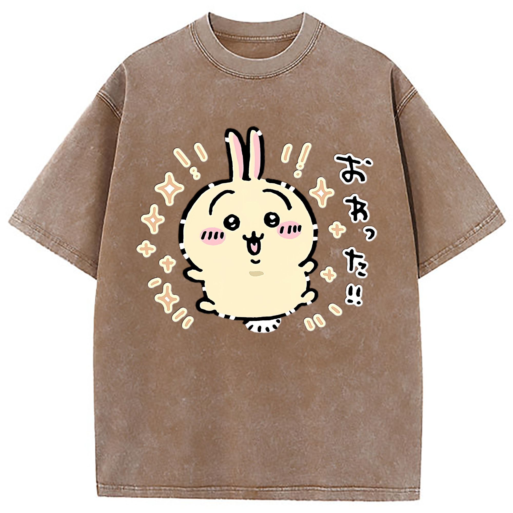 （画像用） ちいかわ うさぎ Chii-kawa usagi 綿100% ヴィンテージ風 半袖Tシャツ（フロントプリント）