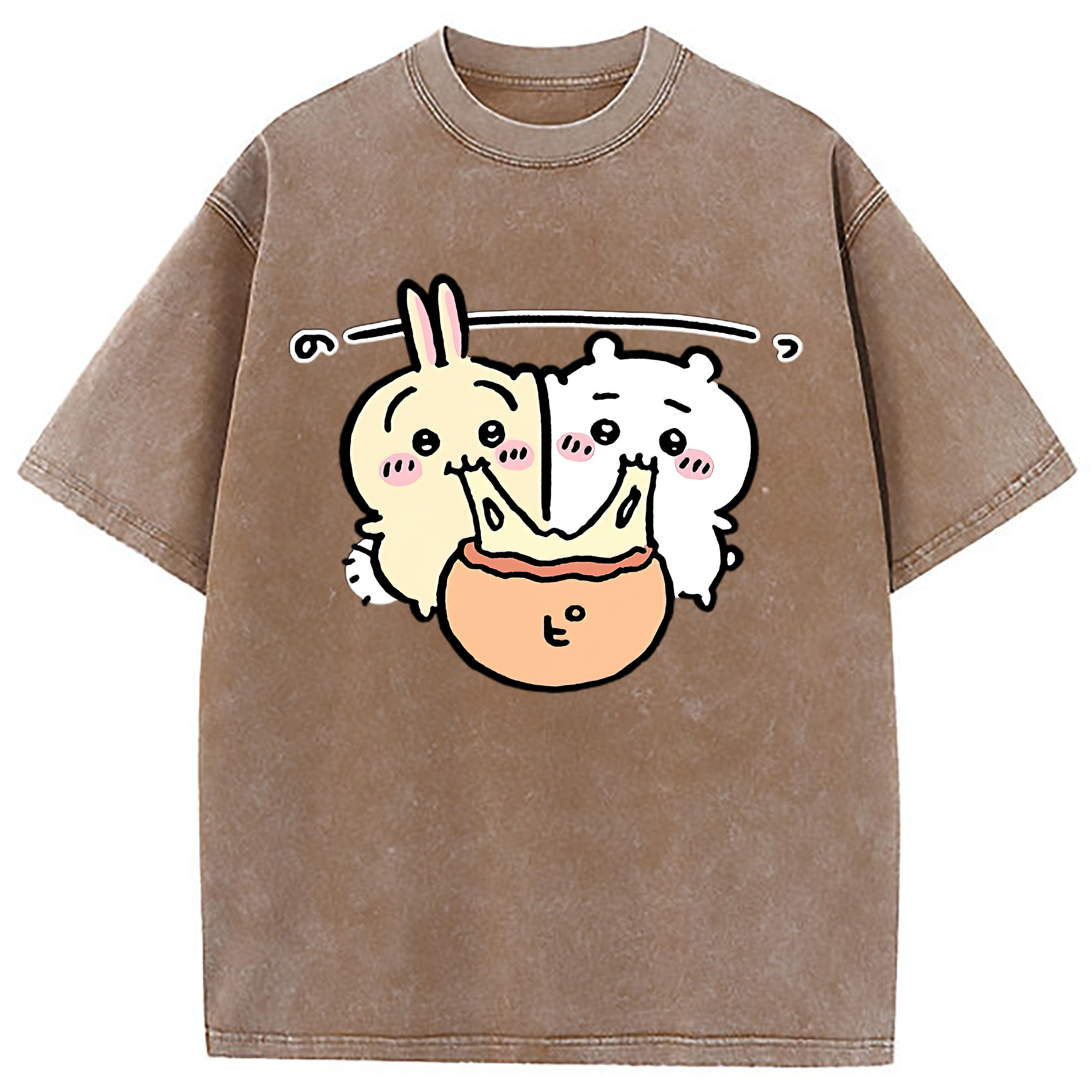 （画像用） ちいかわ うさぎ Chii-kawa usagi 綿100% ヴィンテージ風 半袖Tシャツ（フロントプリント）