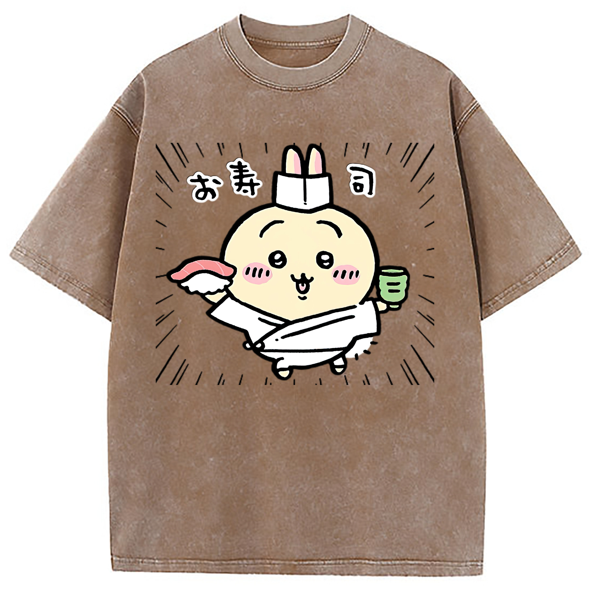 （画像用） ちいかわ うさぎ Chii-kawa usagi 綿100% ヴィンテージ風 半袖Tシャツ（フロントプリント）