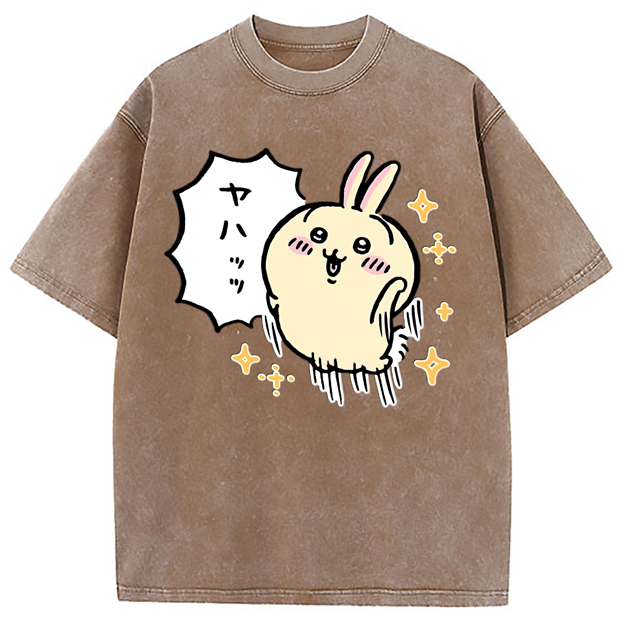 （画像用） ちいかわ うさぎ Chii-kawa usagi 綿100% ヴィンテージ風 半袖Tシャツ（フロントプリント）