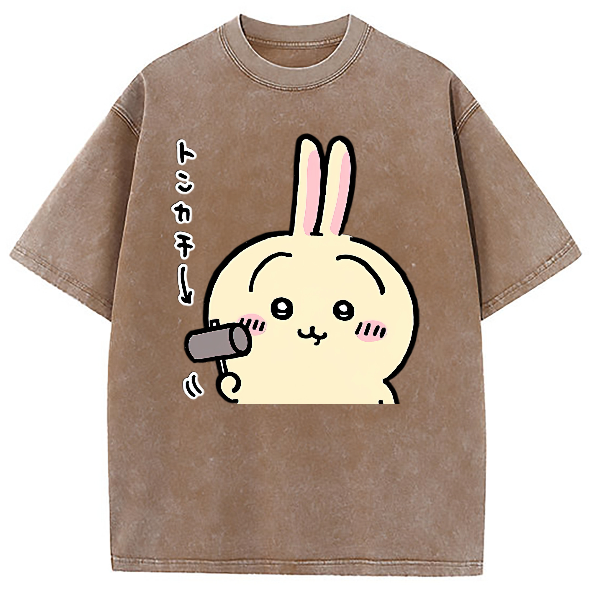 （画像用） ちいかわ うさぎ Chii-kawa usagi 綿100% ヴィンテージ風 半袖Tシャツ（フロントプリント）