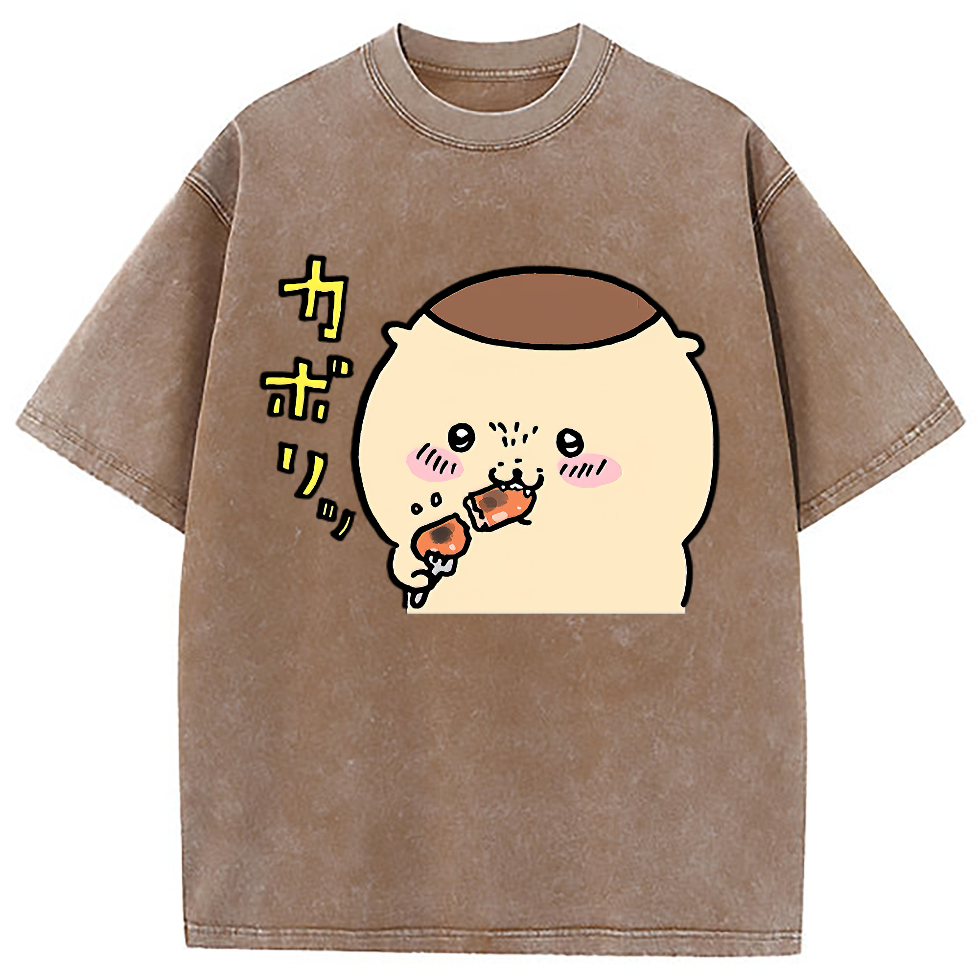 （画像用） ちいかわ くりまんじゅう Chii-kawa kuri manjū 綿100% ヴィンテージ風 半袖Tシャツ（フロントプリント）