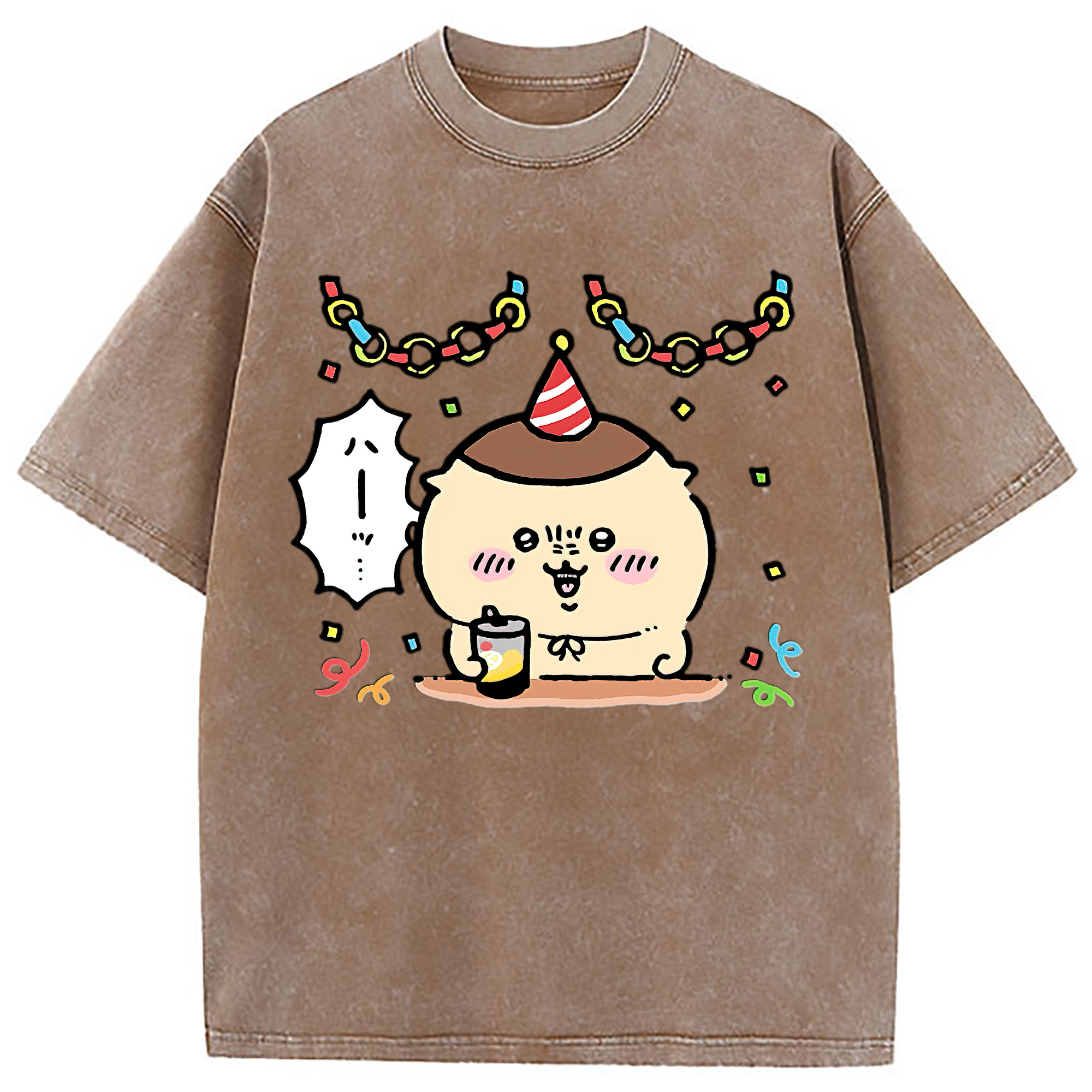 （画像用） ちいかわ くりまんじゅう Chii-kawa kuri manjū 綿100% ヴィンテージ風 半袖Tシャツ（フロントプリント）