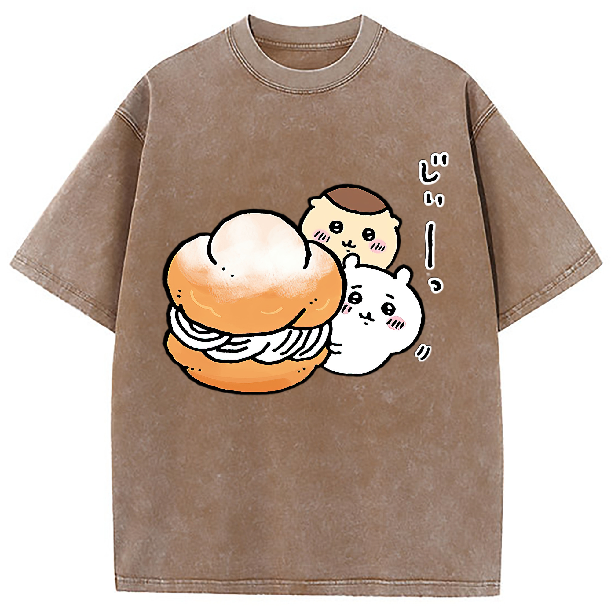 （画像用） ちいかわ くりまんじゅう Chii-kawa kuri manjū 綿100% ヴィンテージ風 半袖Tシャツ（フロントプリント）