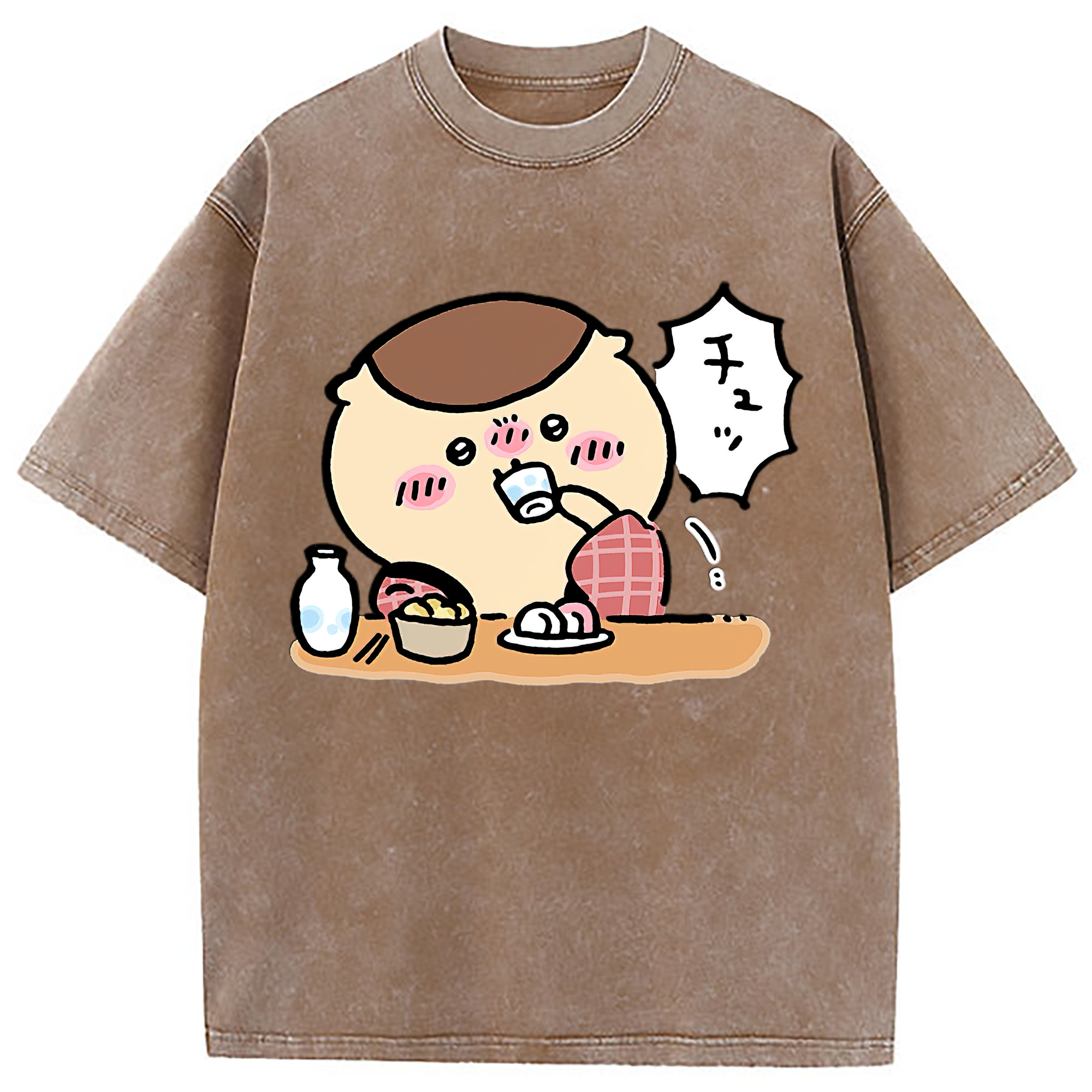 （画像用） ちいかわ くりまんじゅう Chii-kawa kuri manjū 綿100% ヴィンテージ風 半袖Tシャツ（フロントプリント）