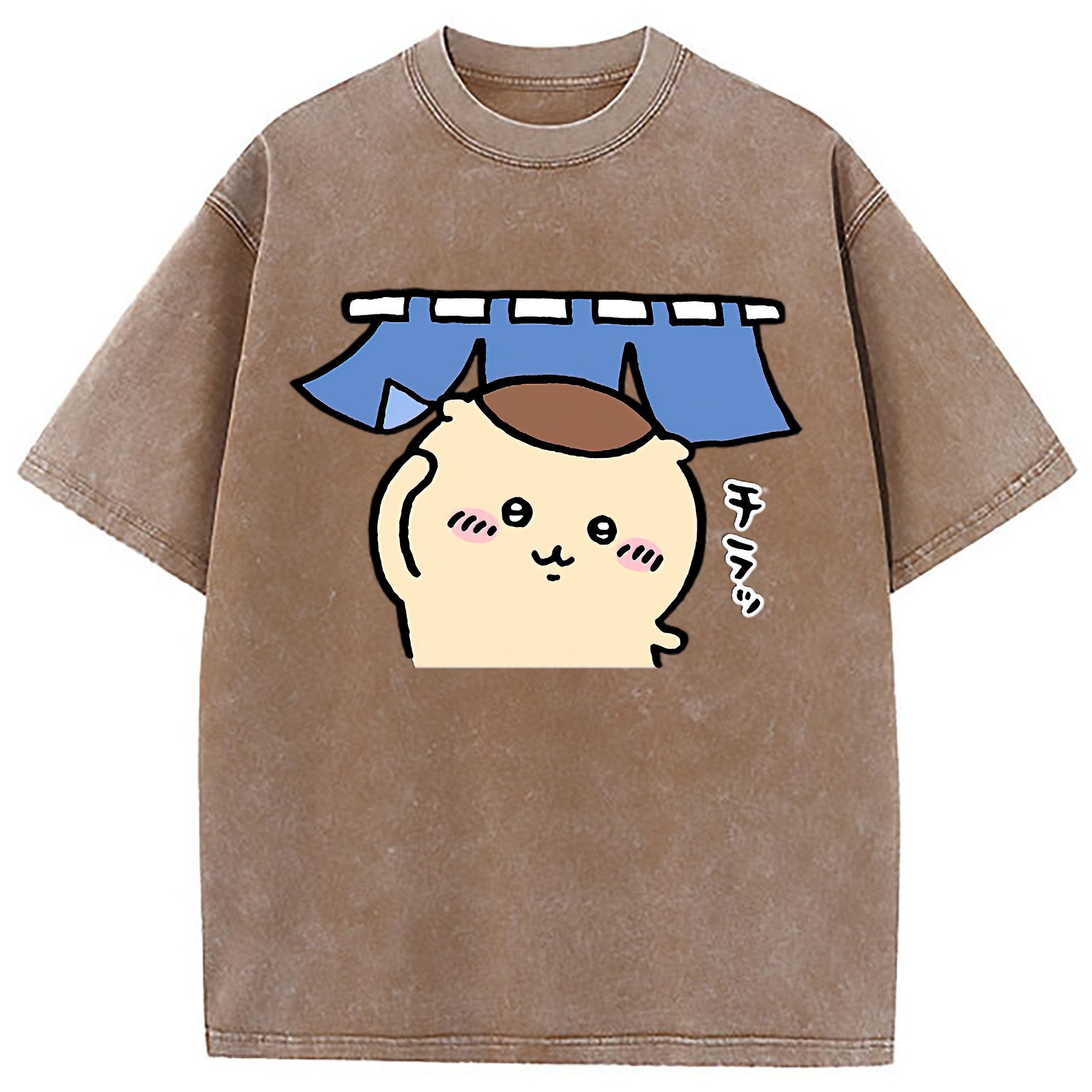 （画像用） ちいかわ くりまんじゅう Chii-kawa kuri manjū 綿100% ヴィンテージ風 半袖Tシャツ（フロントプリント）