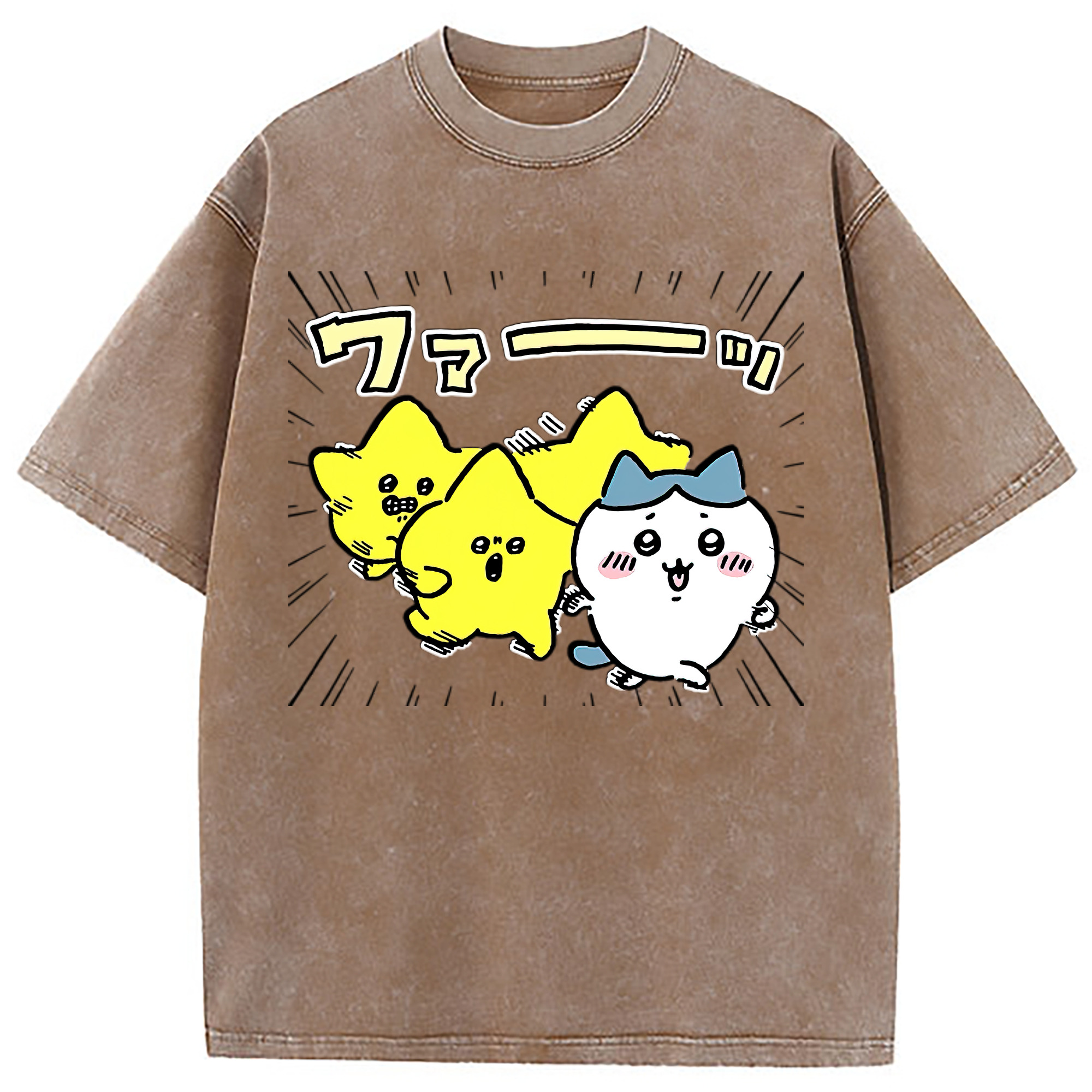 （画像用） ちいかわ 流れ星 Chii-kawa Shooting star 綿100% ヴィンテージ風 半袖Tシャツ（フロントプリント）