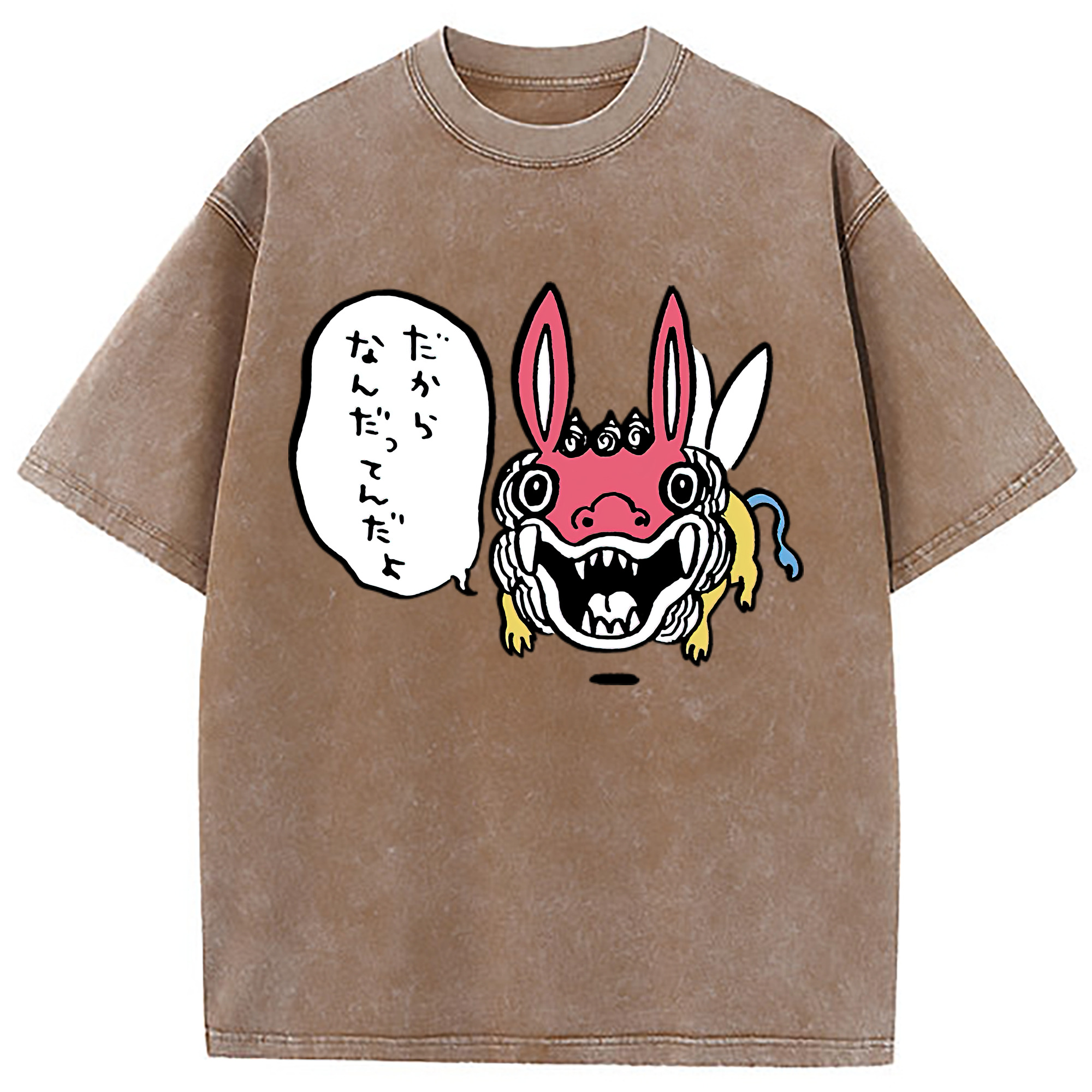 （画像用） ちいかわ でかつよ Chii-kawa Dekatsuyo 綿100% ヴィンテージ風 半袖Tシャツ（フロントプリント）