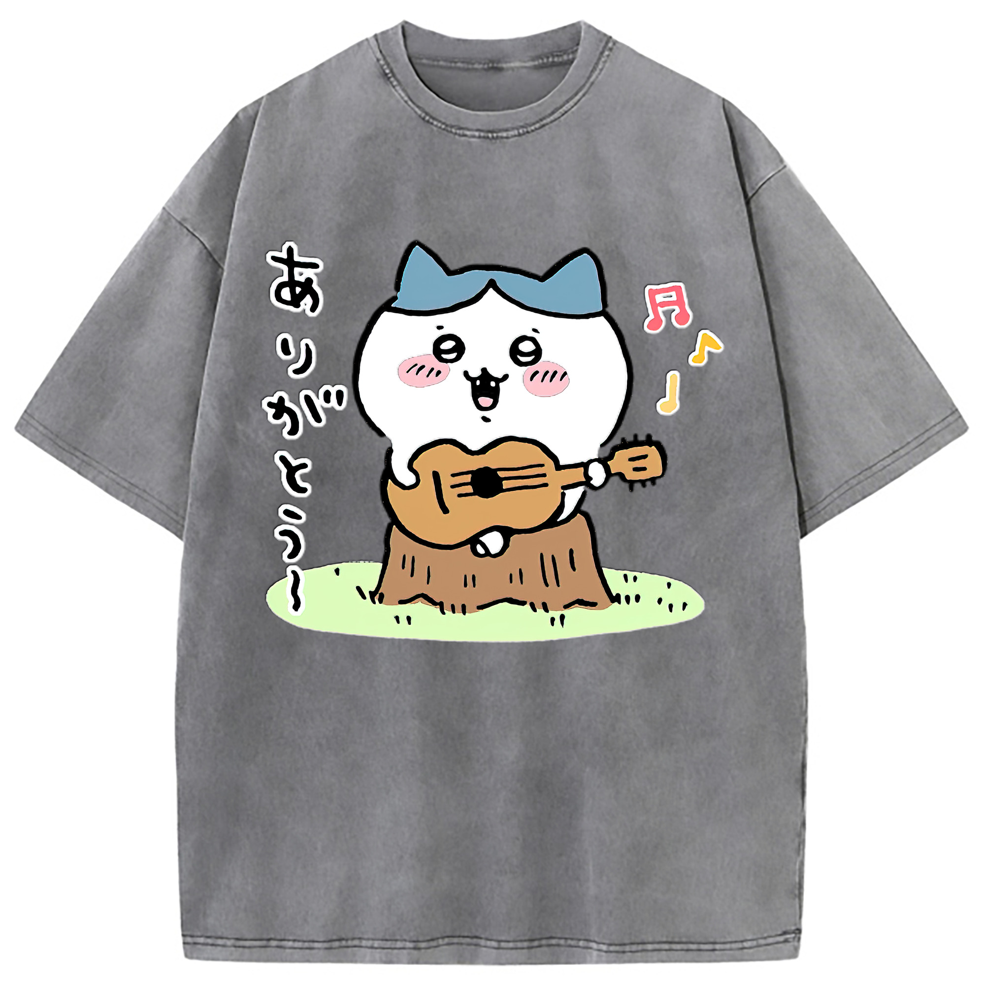 （画像用） ちいかわ ハチワレ Chii-kawa hachiware 綿100% ヴィンテージ風 半袖Tシャツ（フロントプリント）